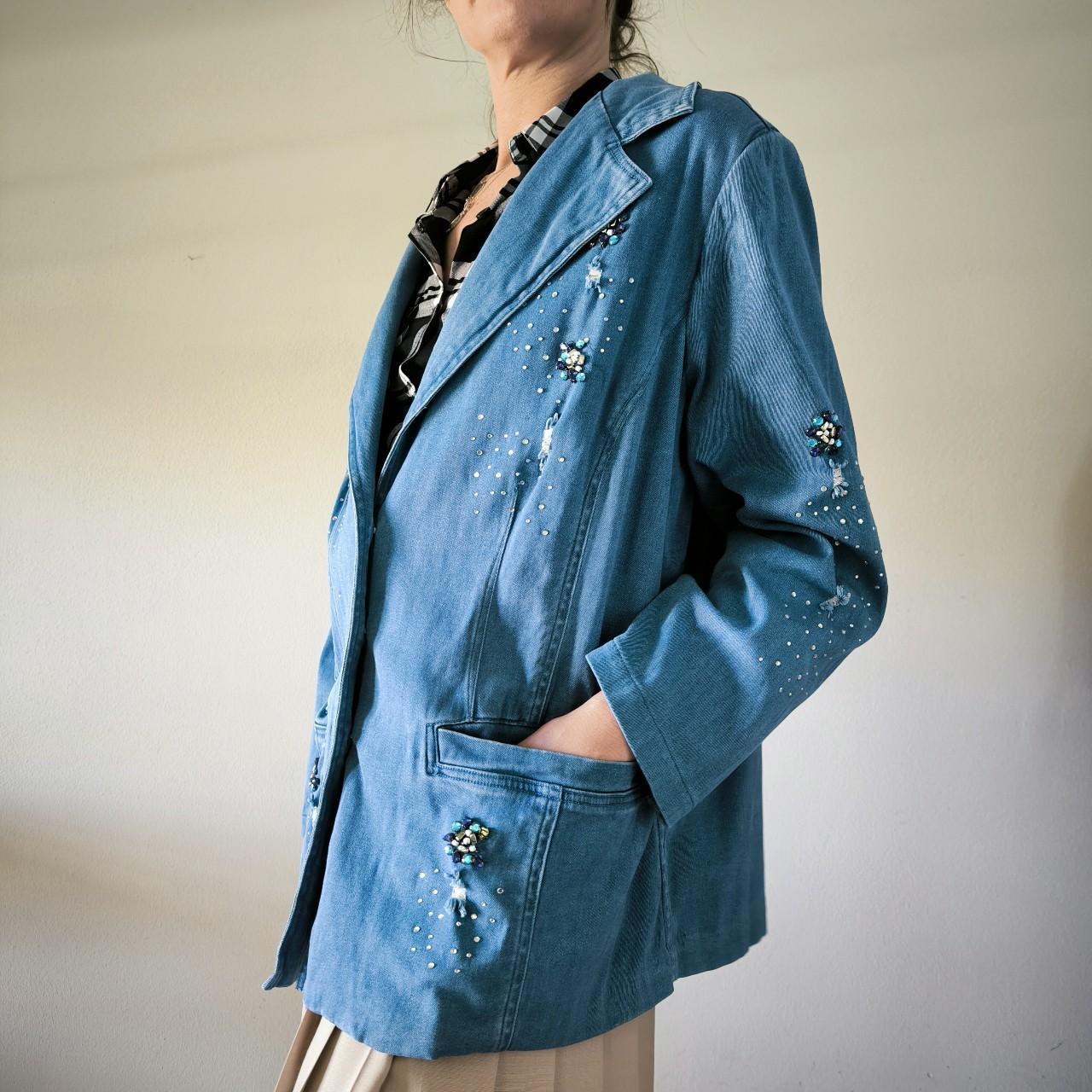 Blazer vintage in denim con applicazioni tg 48