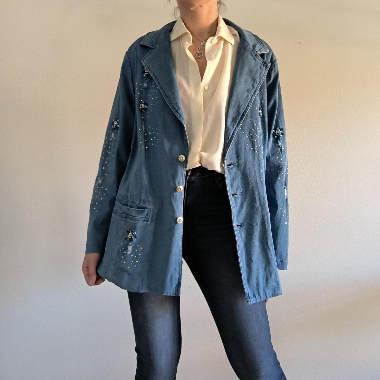 Blazer vintage in denim con applicazioni tg 48