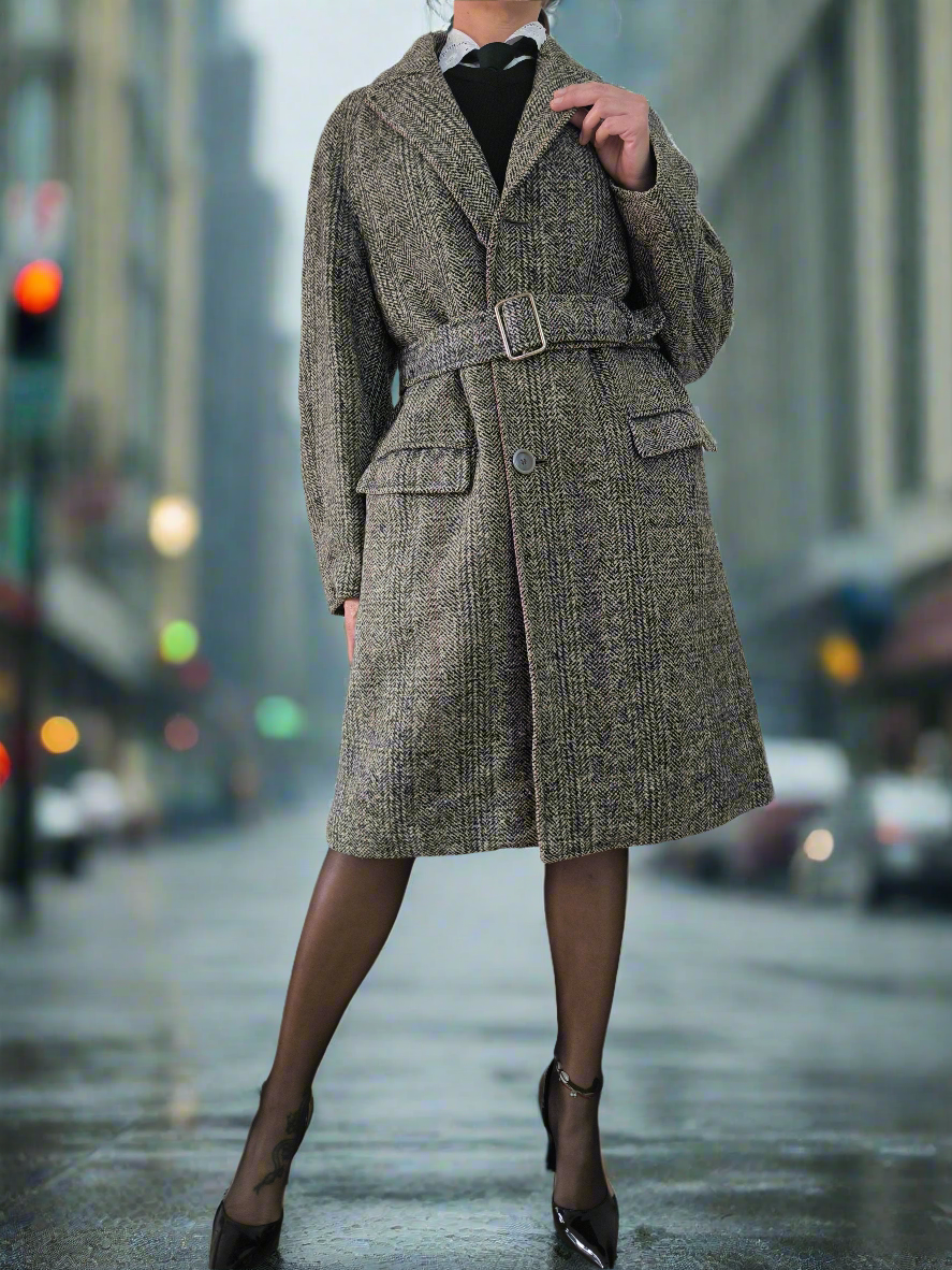 Cappotto vintage unisex sartoriale in tweed