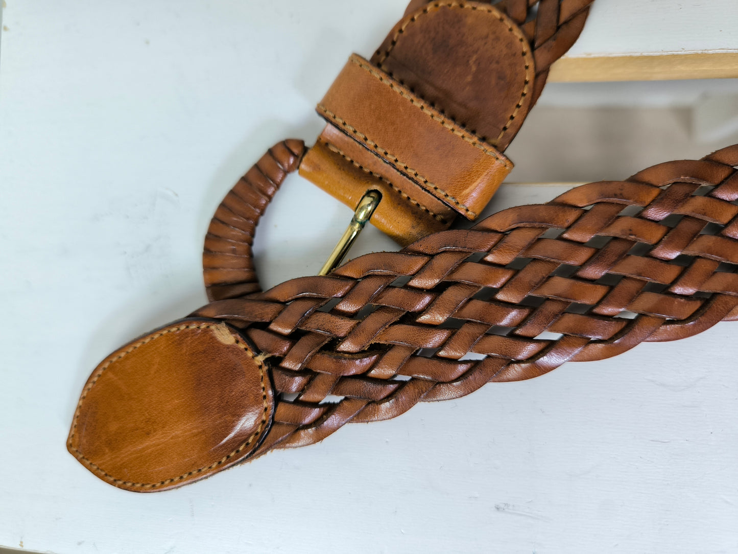 Cintura vintage in pelle intrecciata
