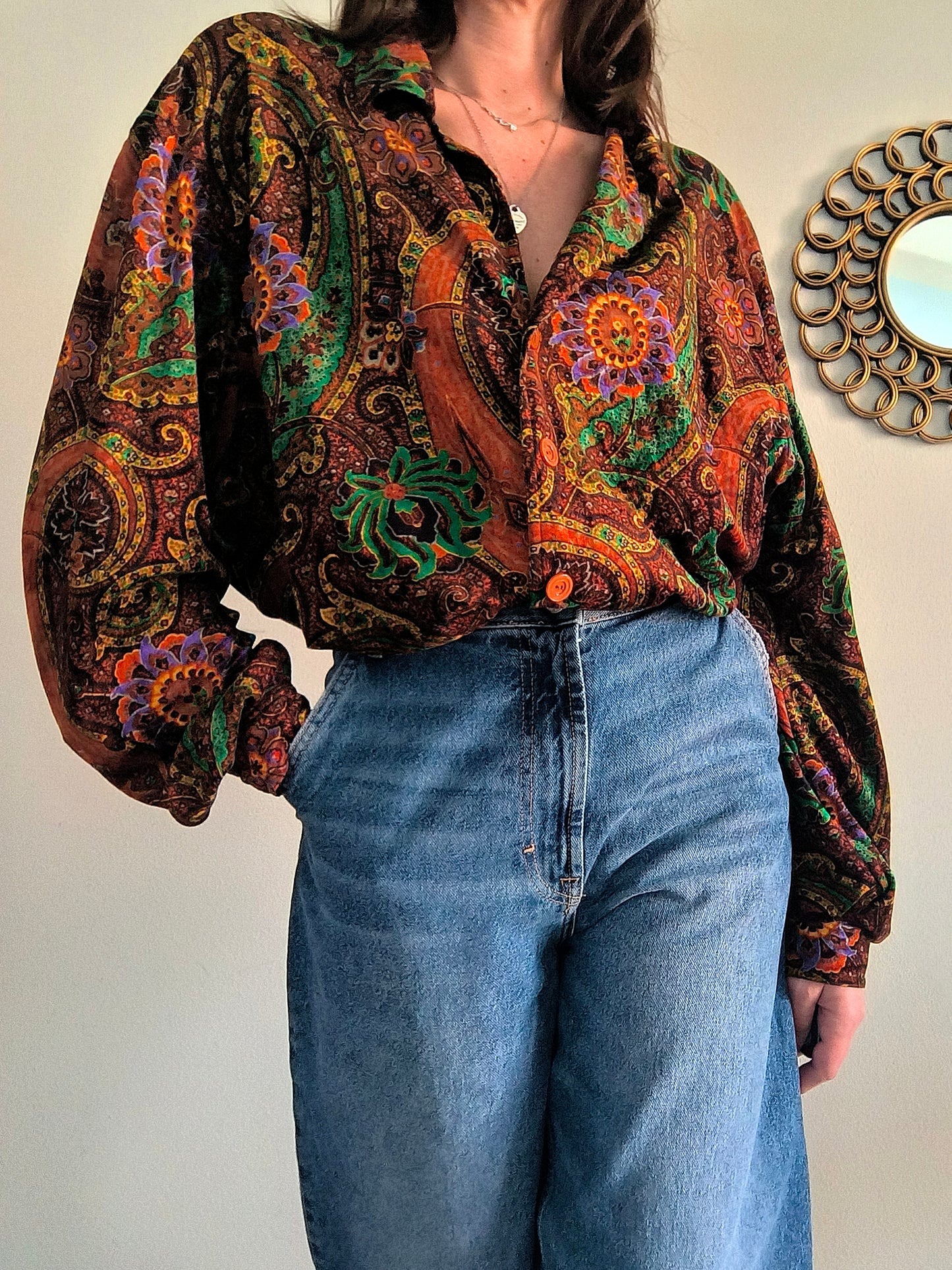 Camicia over sartoriale in velluto fantasia