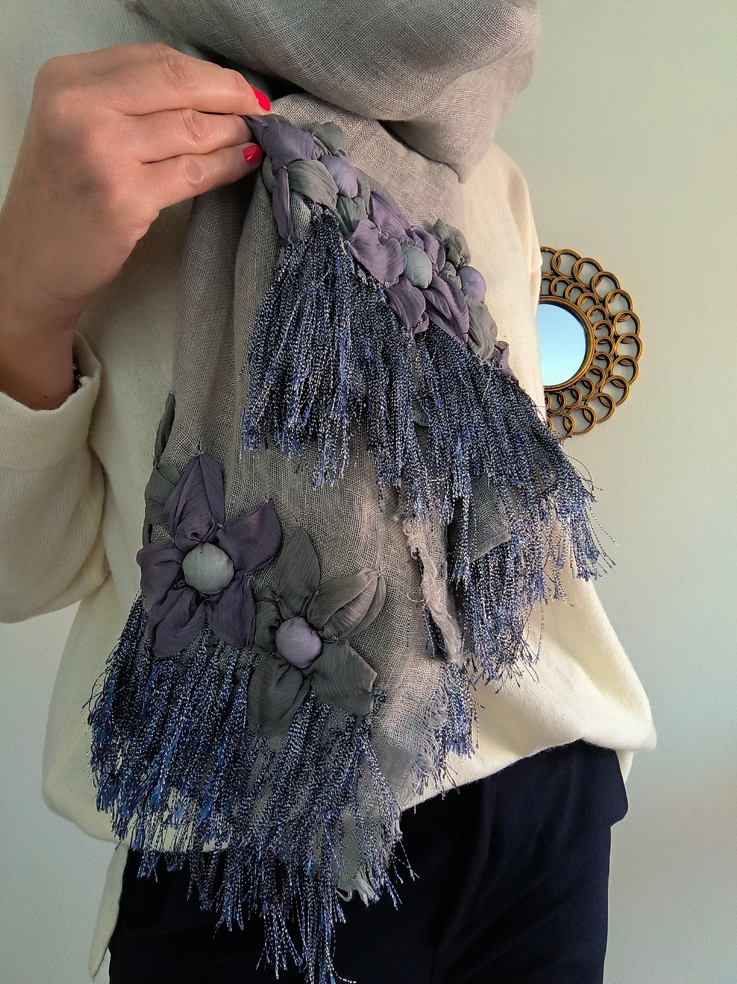 Sciarpa foulard Saldarini grigio