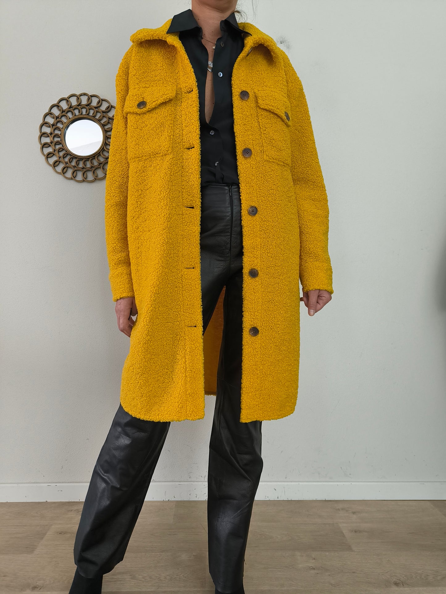Cappotto teddy senape