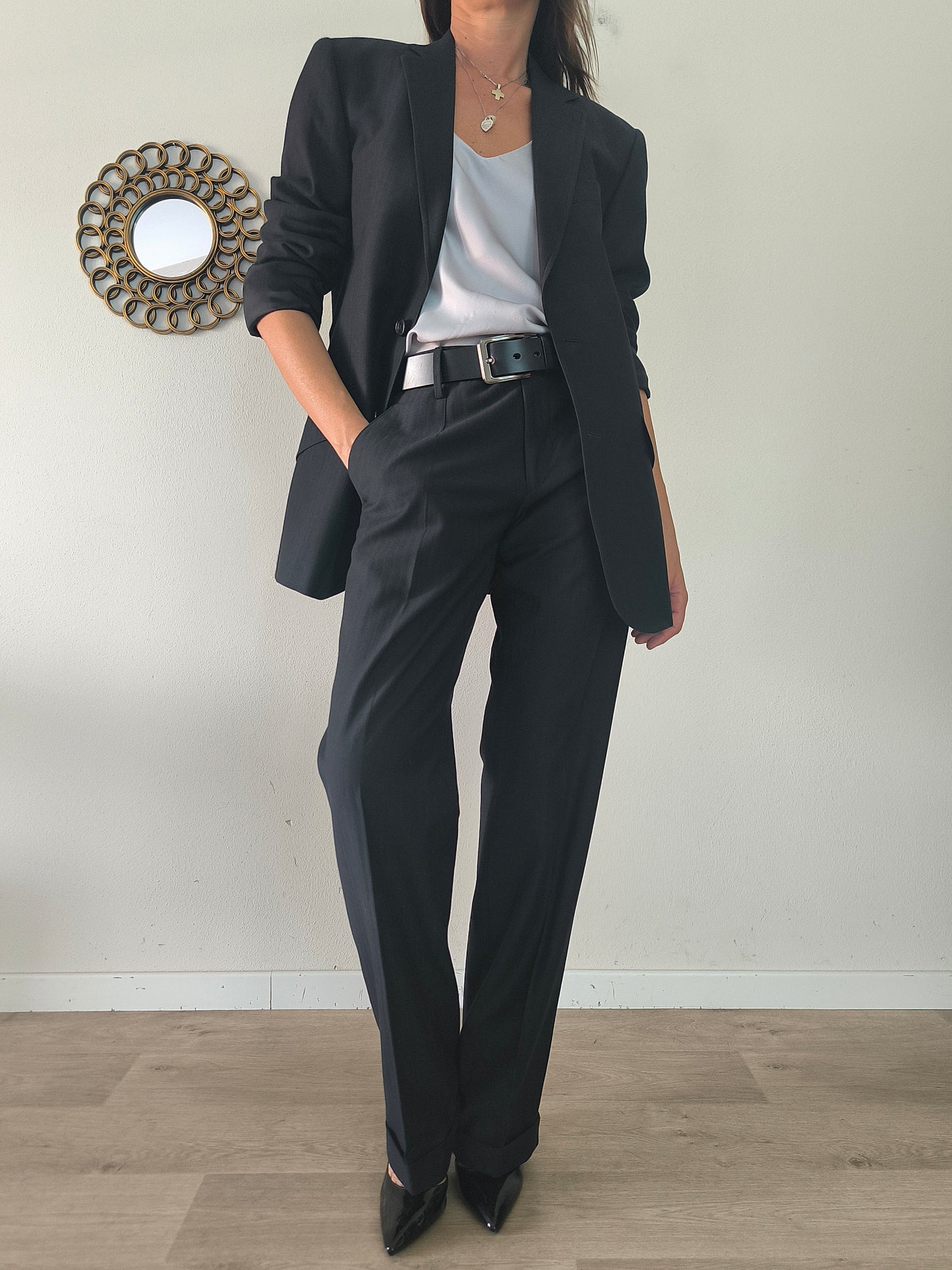 Completo giacca pantalone Versace in lana nero
