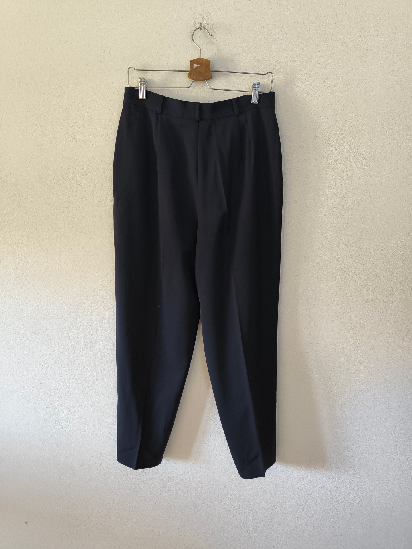 Pantalone vintage pura lana blu navy tg 48