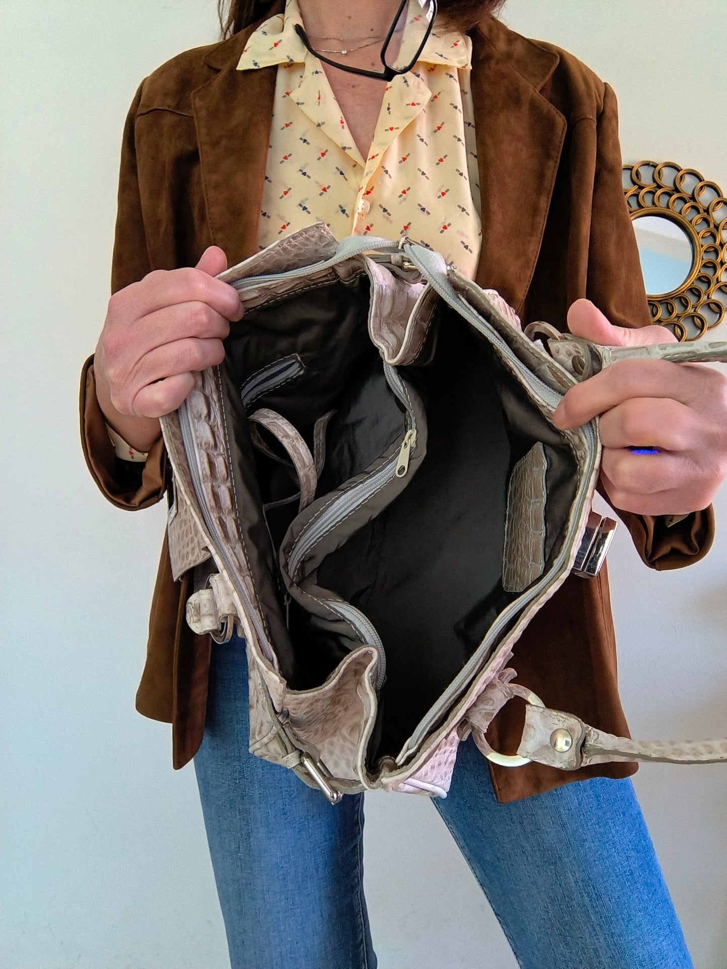 Borsa tote vera pelle ghiaccio