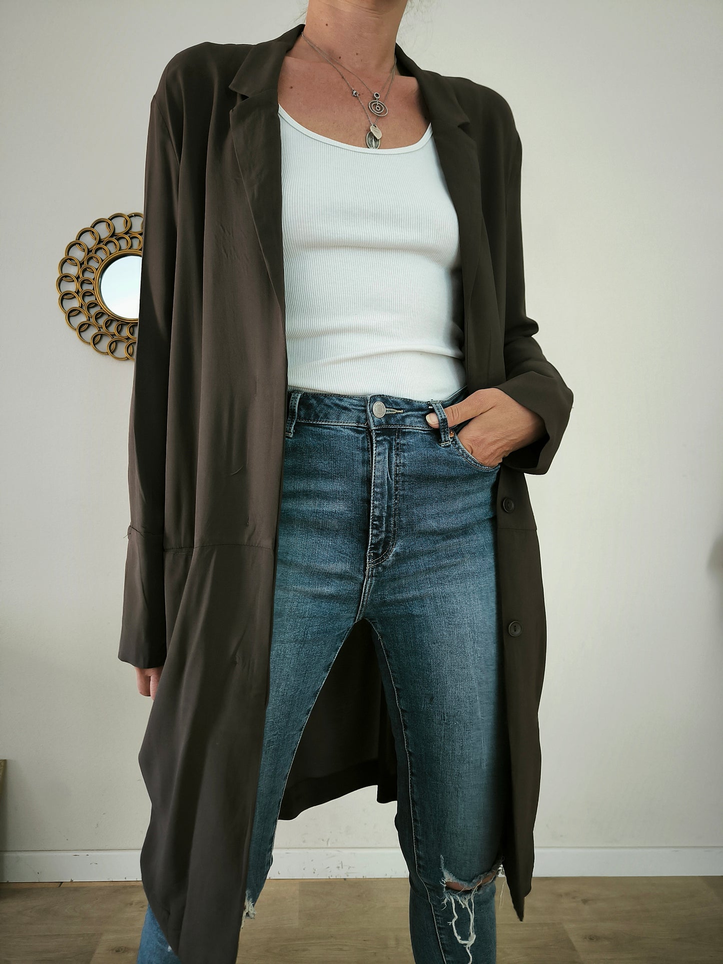 Cardigan lungo Liviana Conti in viscosa marrone