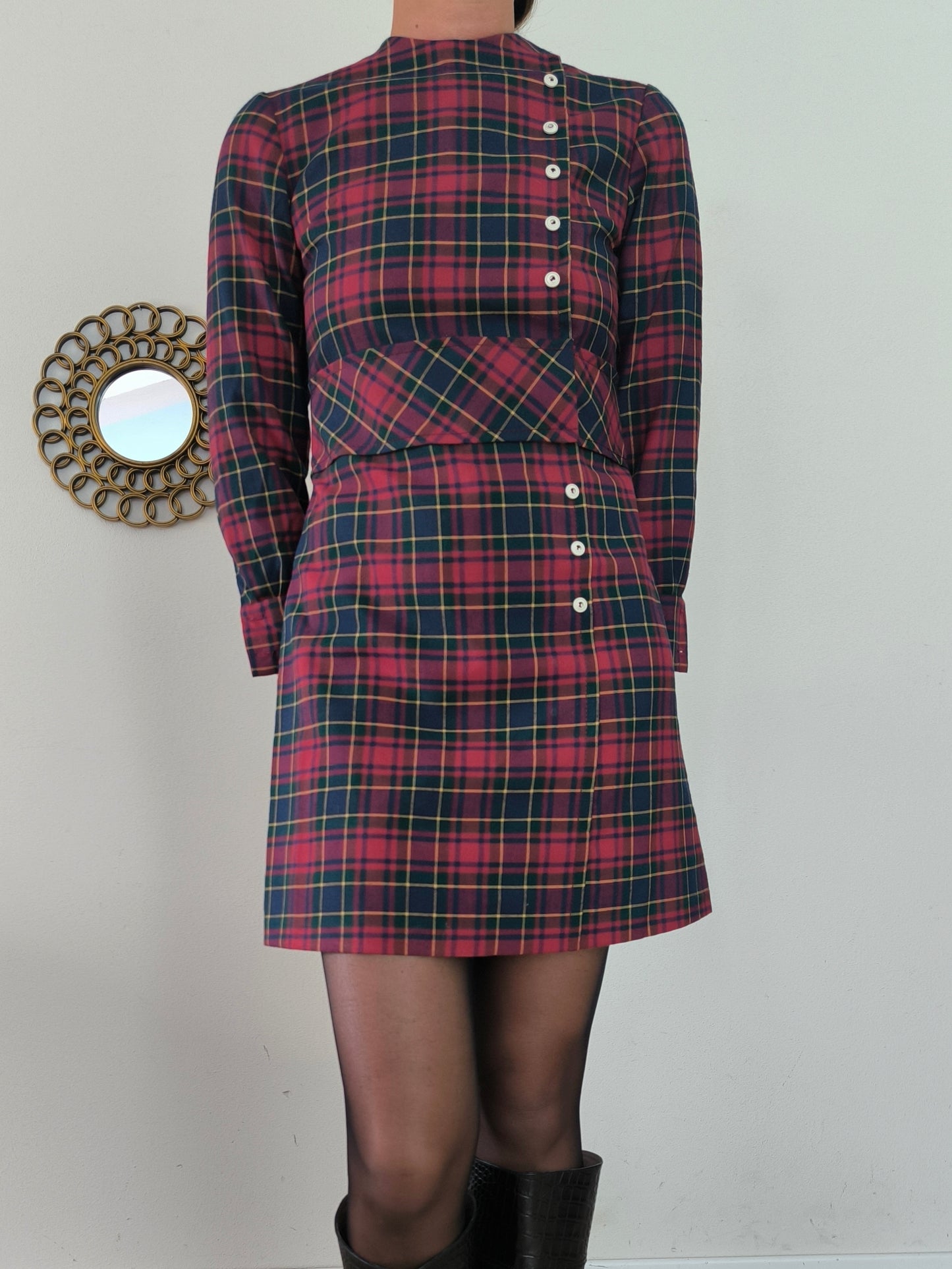 Abito vintage in tartan rosso tg XS