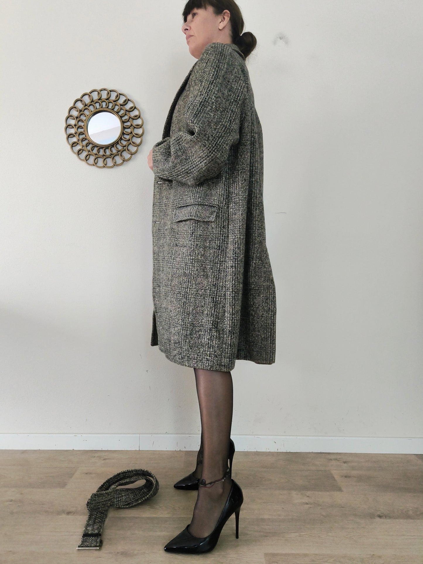 Cappotto vintage unisex sartoriale in tweed