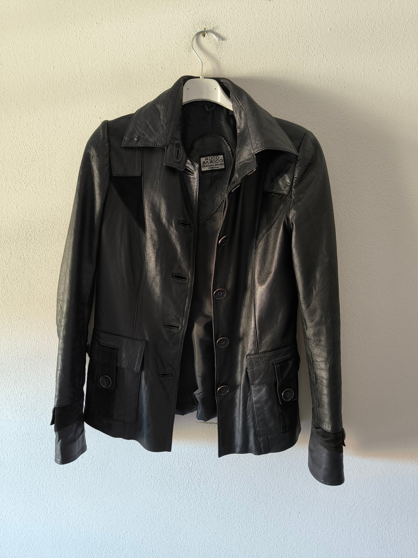 Giacca vintage in pelle Rocco Barocco nero tg S