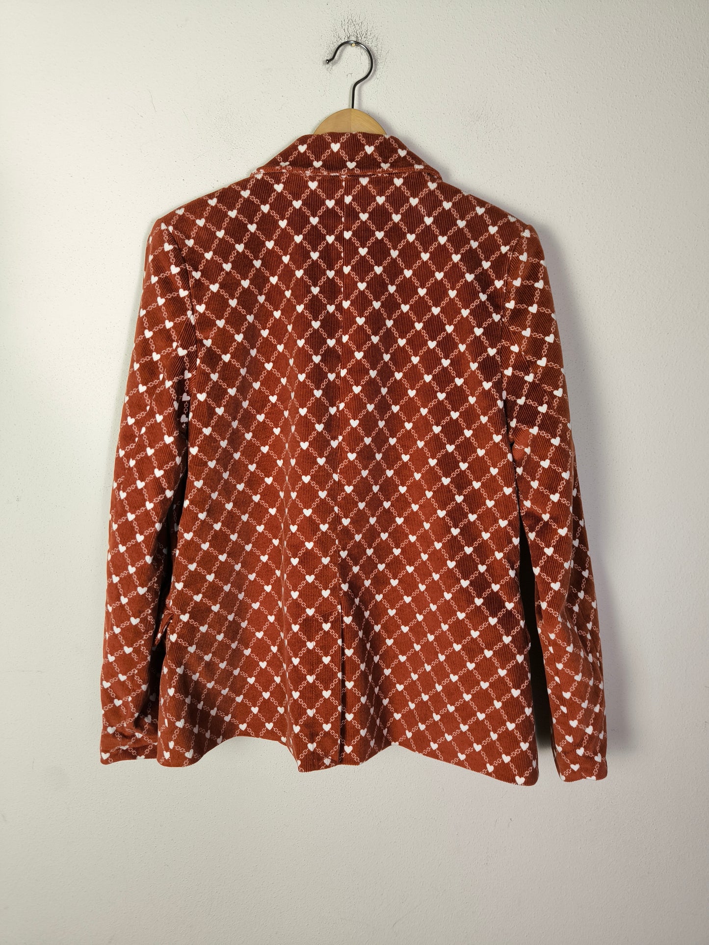 Blazer mattone in velluto a coste con cuoricini Tg L