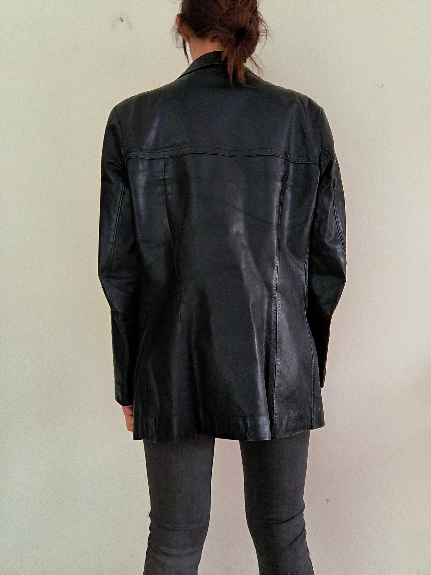 Giacca anni 70 in pelle nera