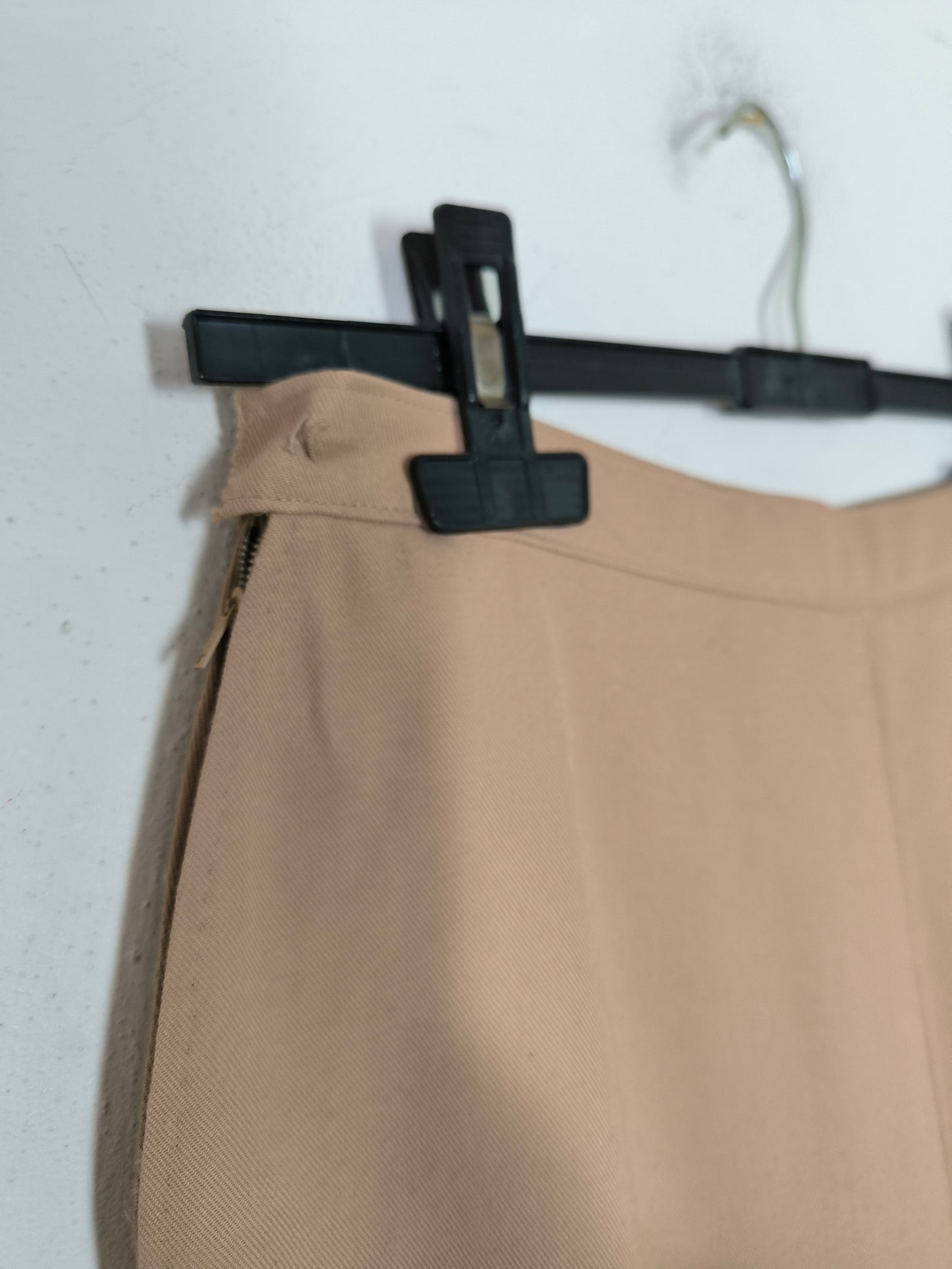 Gonna godet 1960/70s in lana rasata color crema