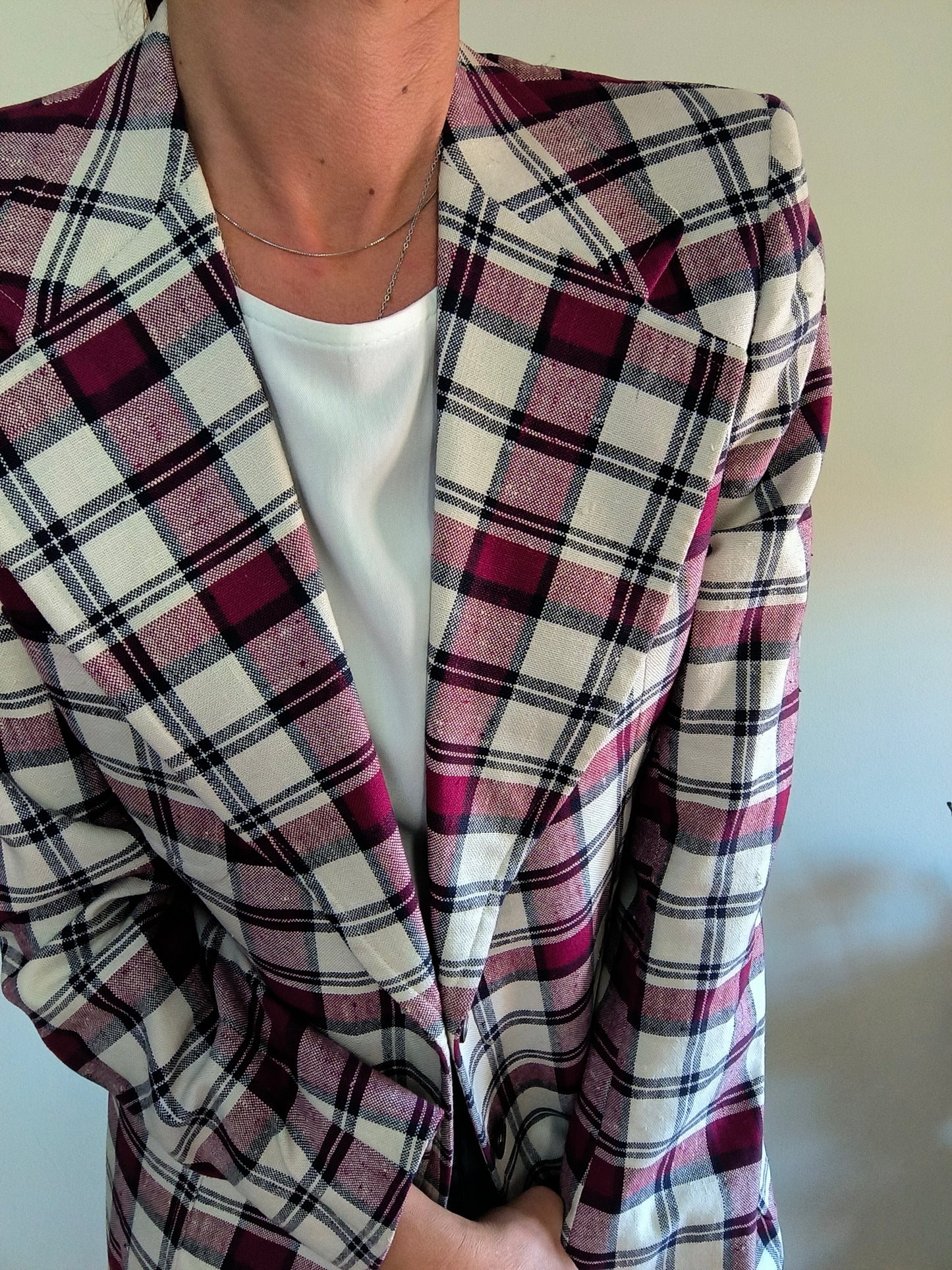Blazer sartoriale vintage unisex a quadri tg M