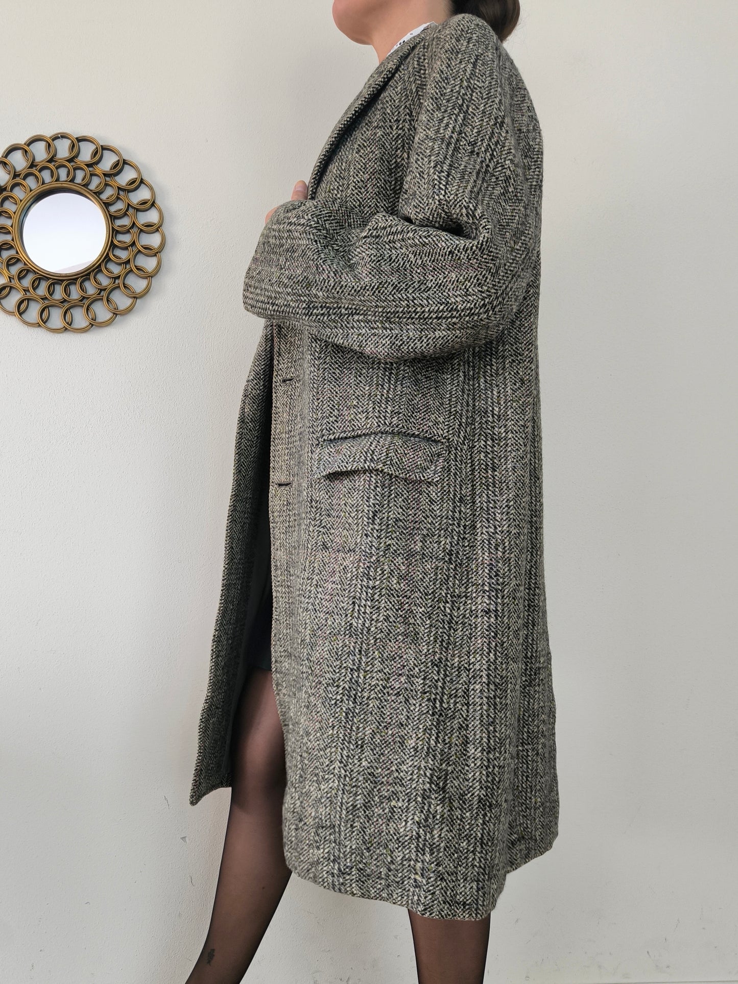 Cappotto vintage unisex sartoriale in tweed