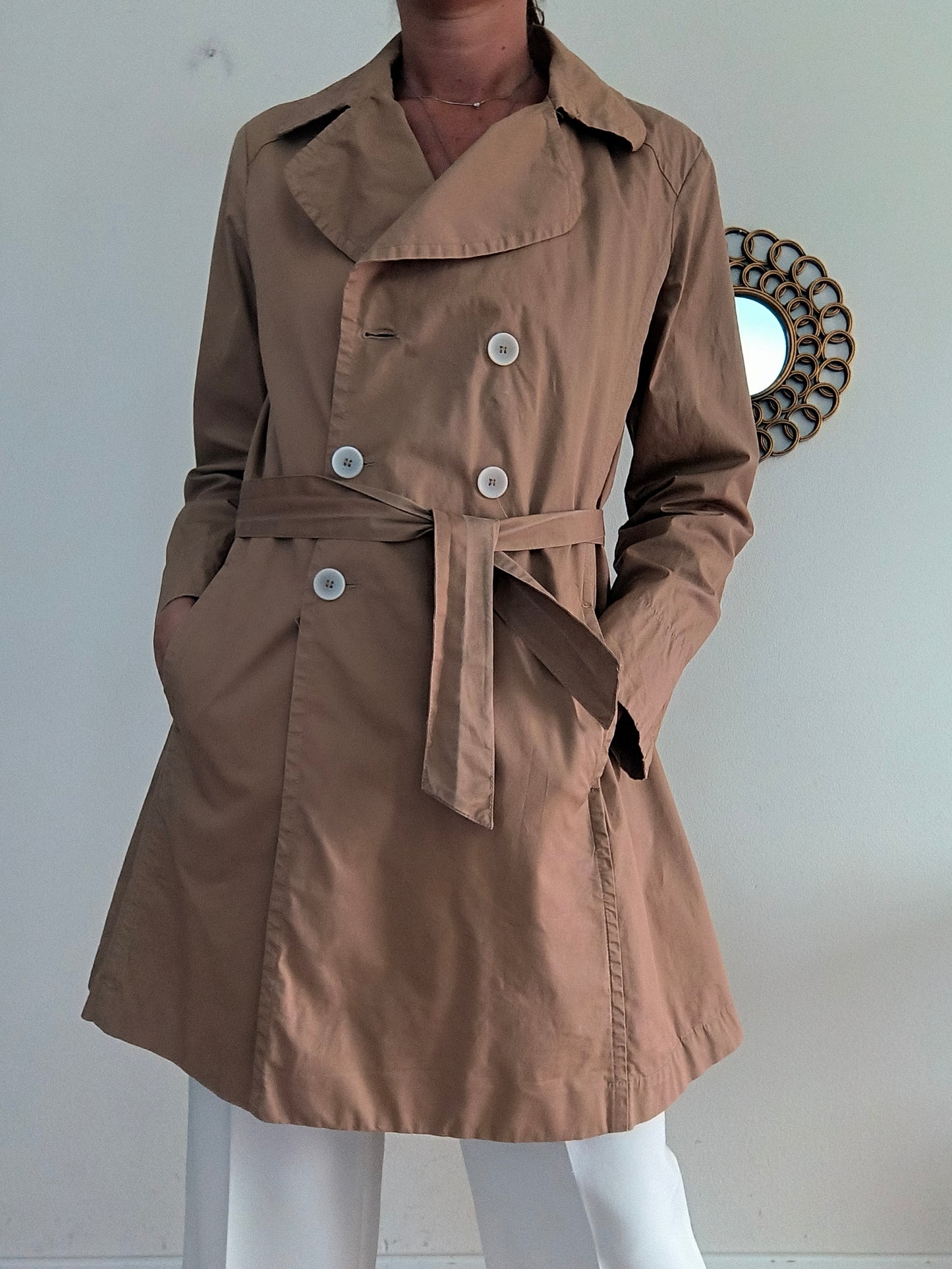 Trench cammello in cotone