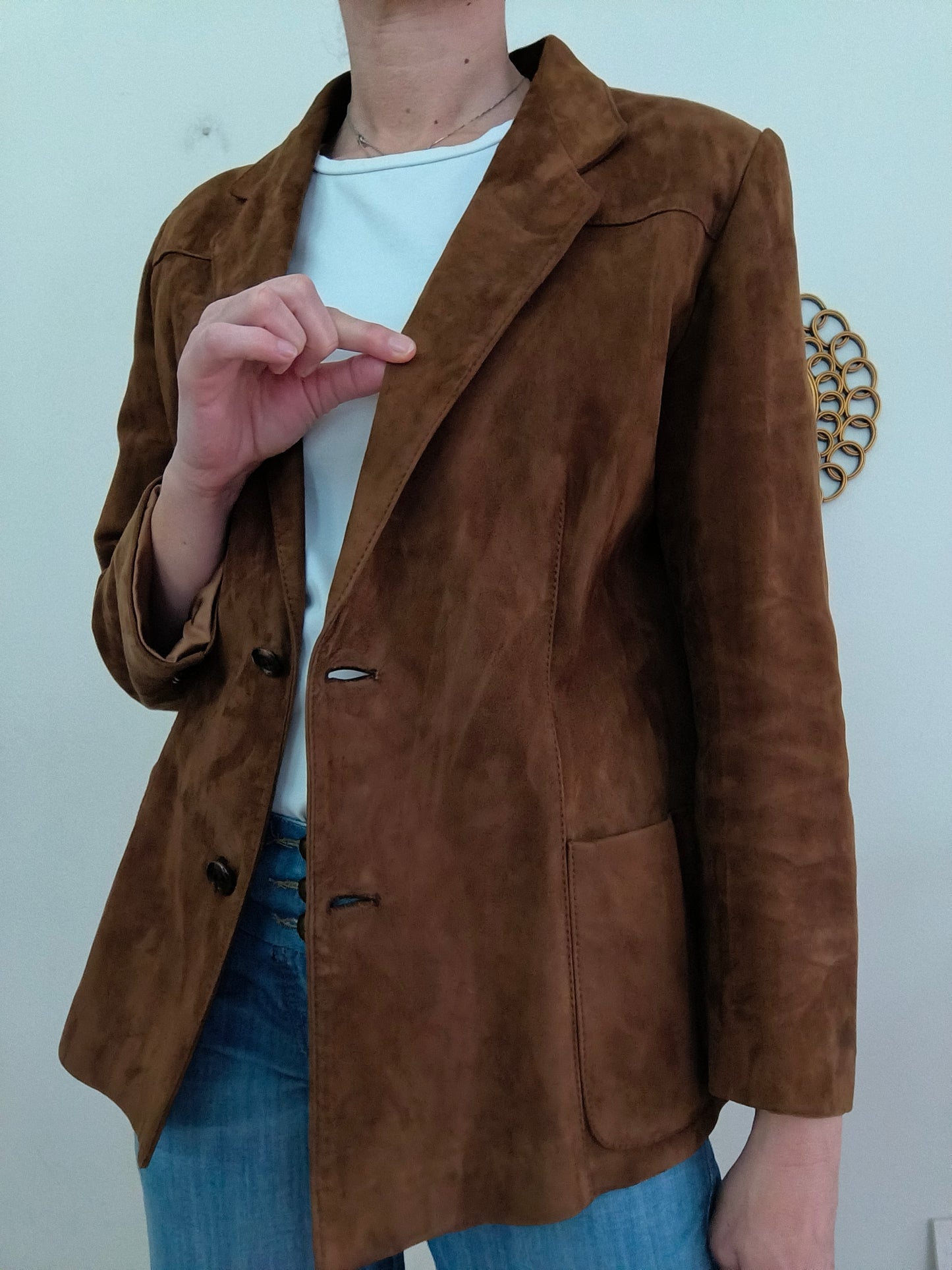 Blazer in pelle scamosciata marrone