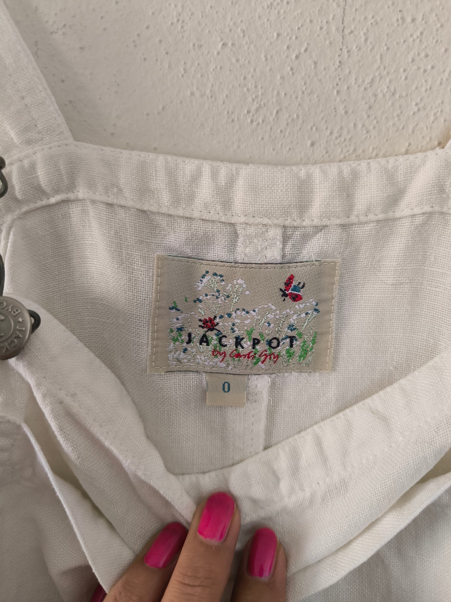 Abito salopette in lino bianco tg S