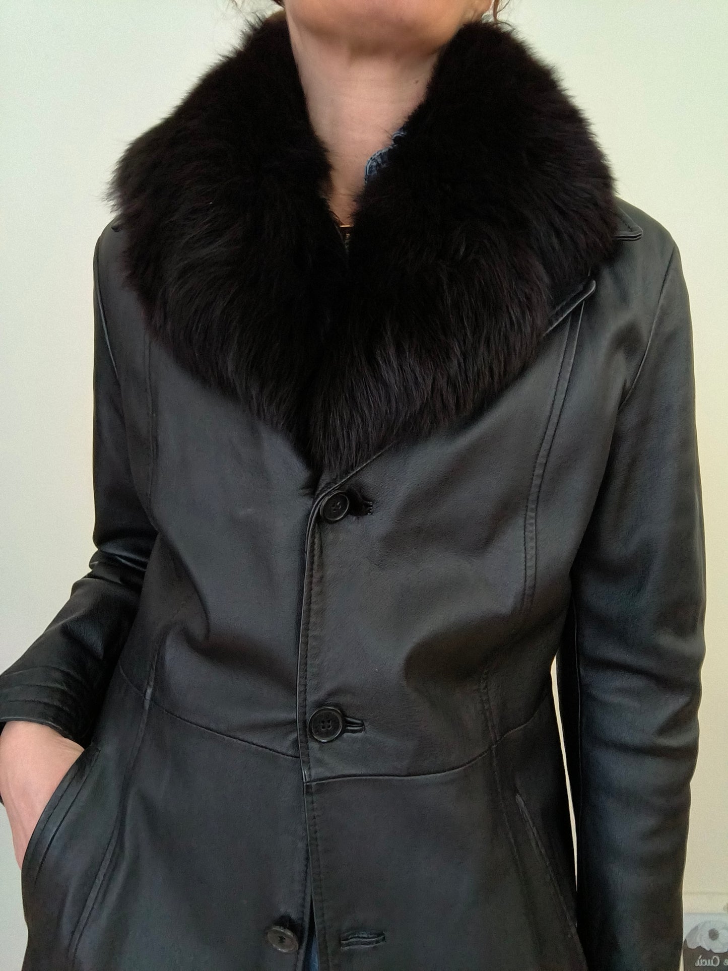 Cappotto vera pelle nero