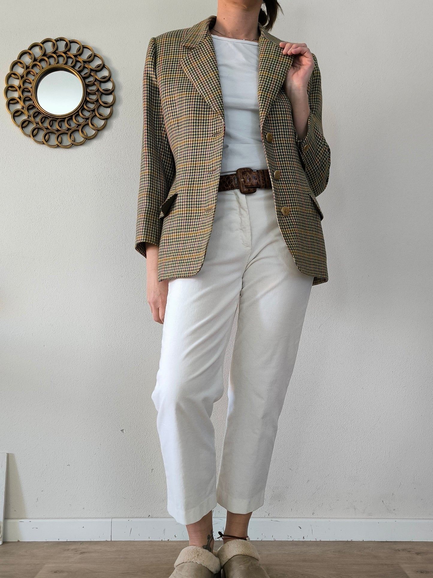 Blazer sartoriale chiaro in lana pied de poule tg M/L
