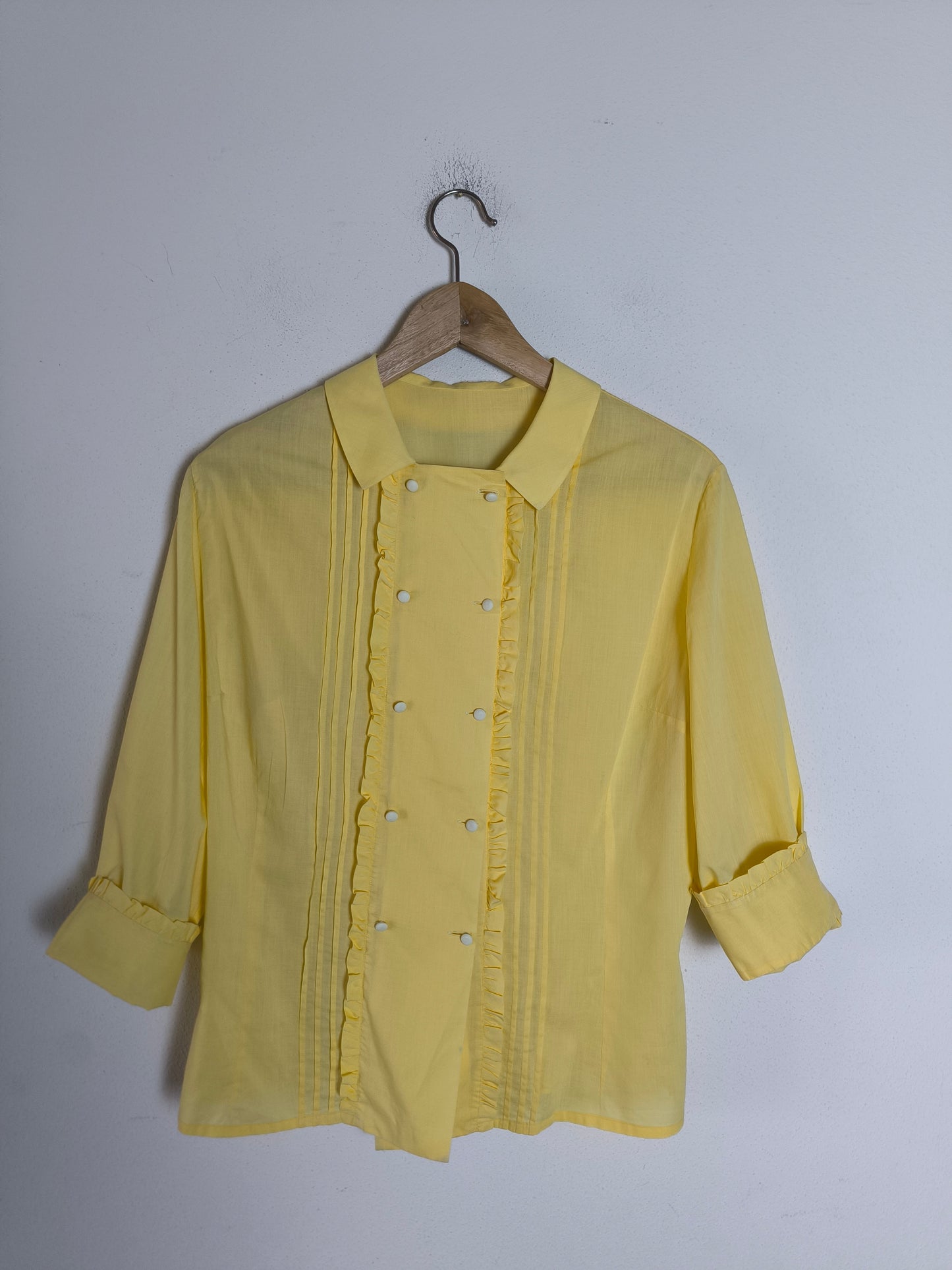 Camicia 1950's in cotone giallo crema tg S