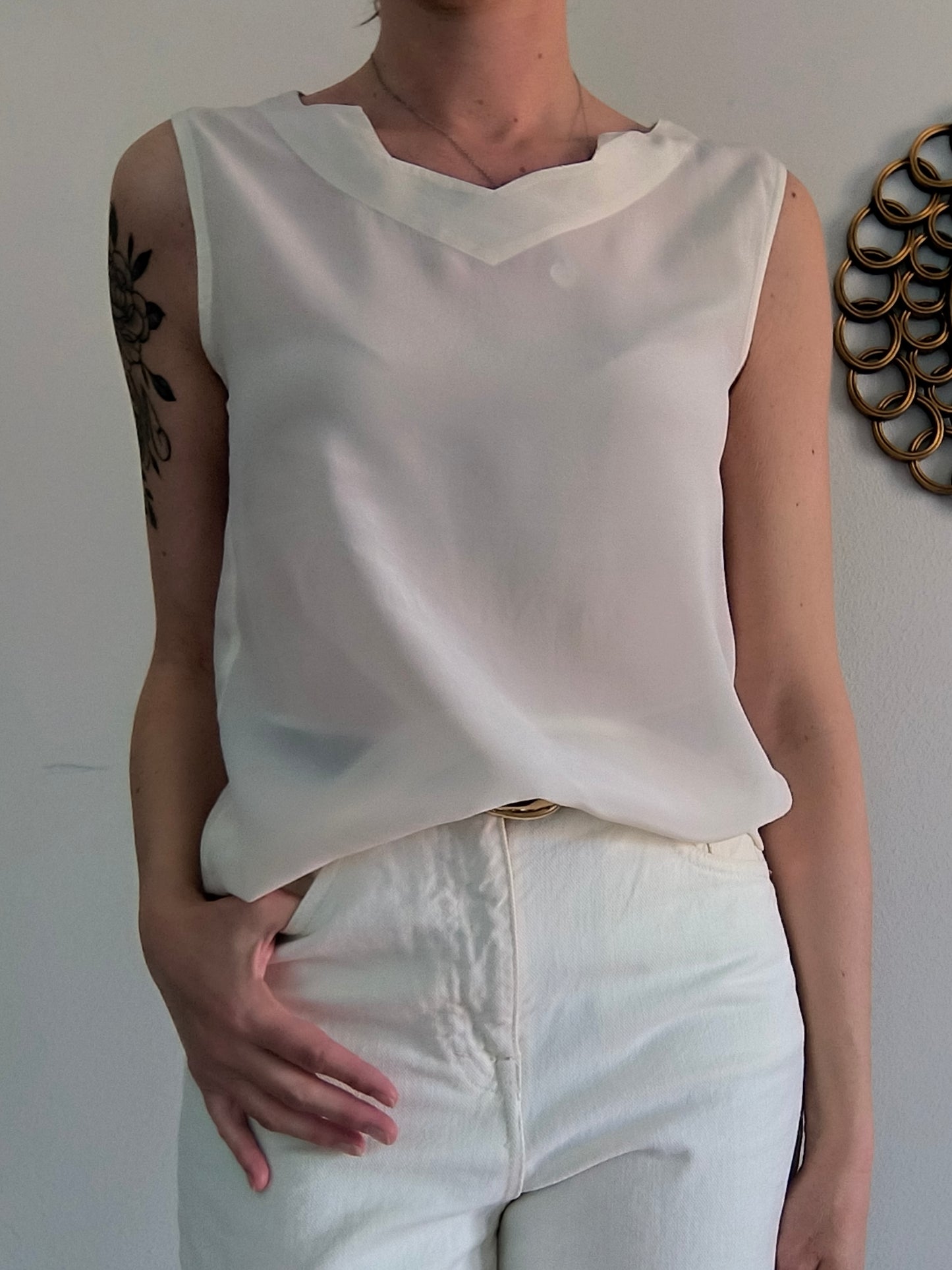 Blusa sartoriale in seta panna tg S/M