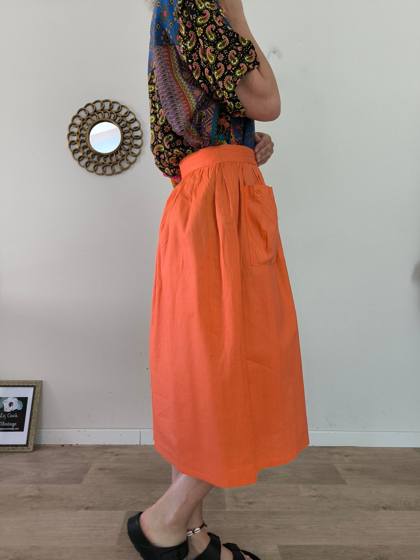 Gonna vintage in cotone arancione