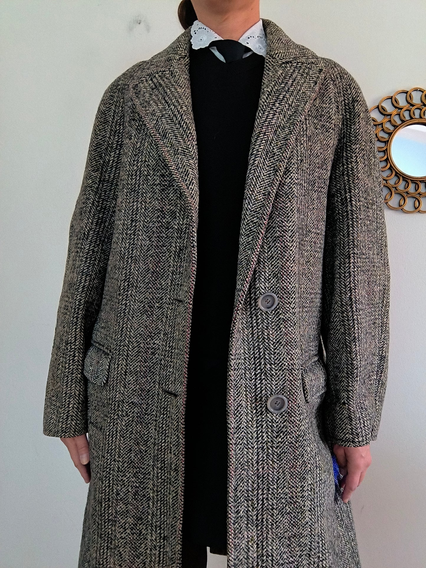 Cappotto vintage unisex sartoriale in tweed