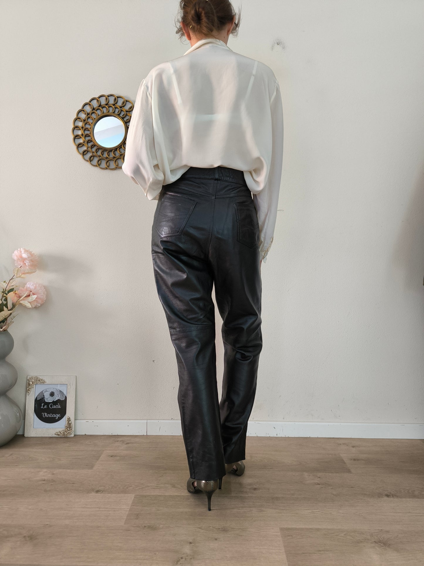 Pantalone in pelle nero tg 52