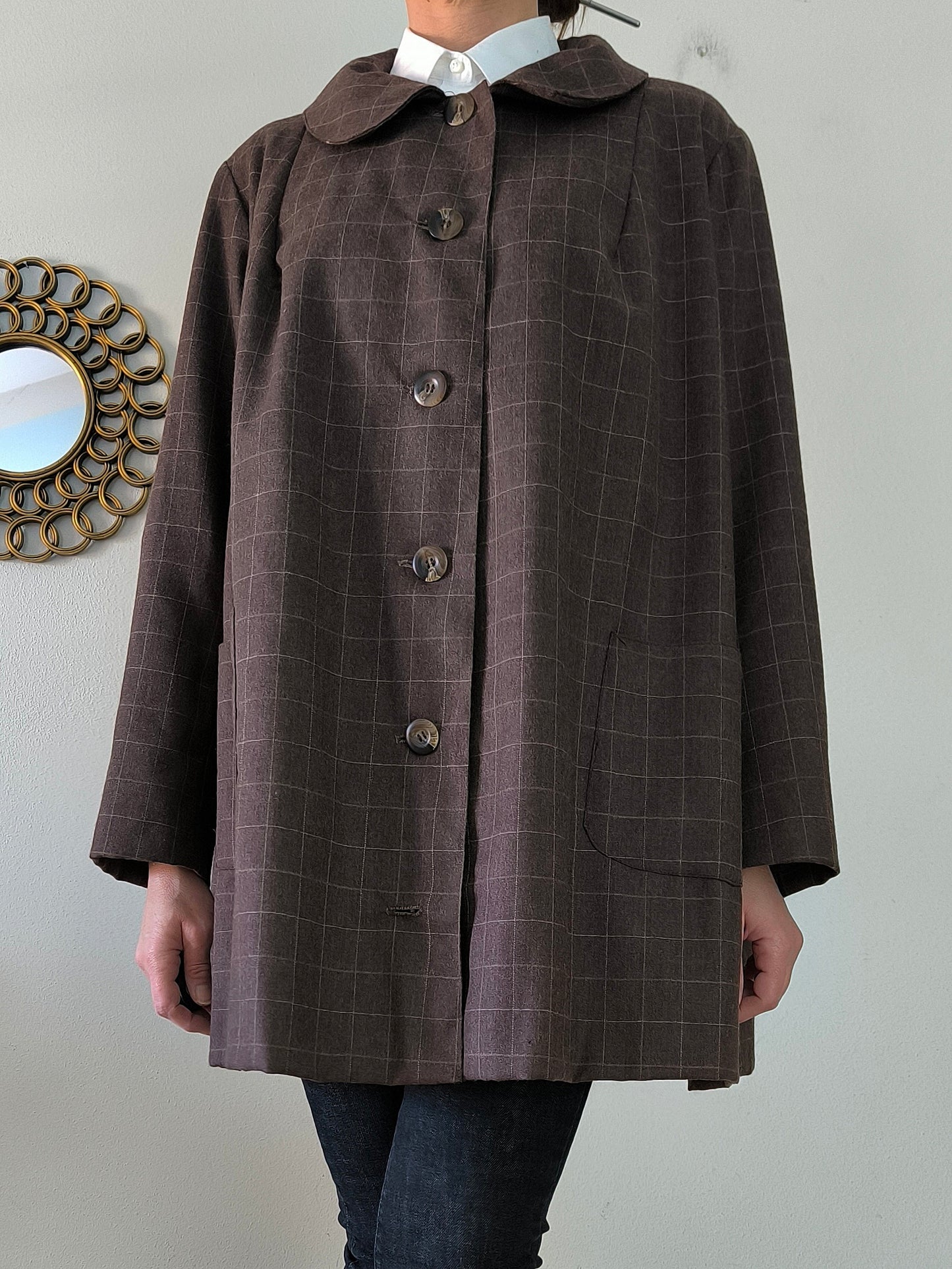 Spolverino vintage marrone in fresco lana