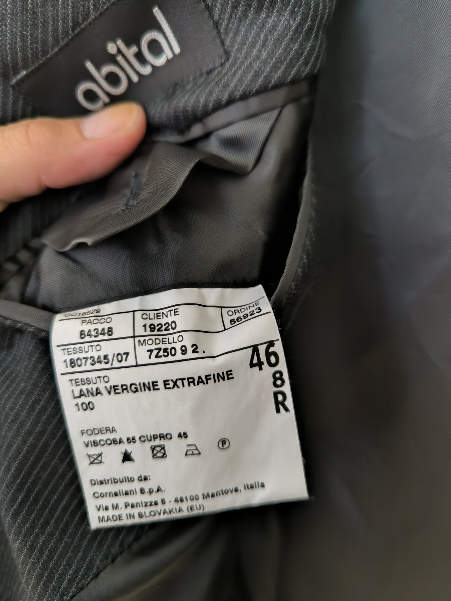 Blazer Abital Super 100's merino nero gessatino