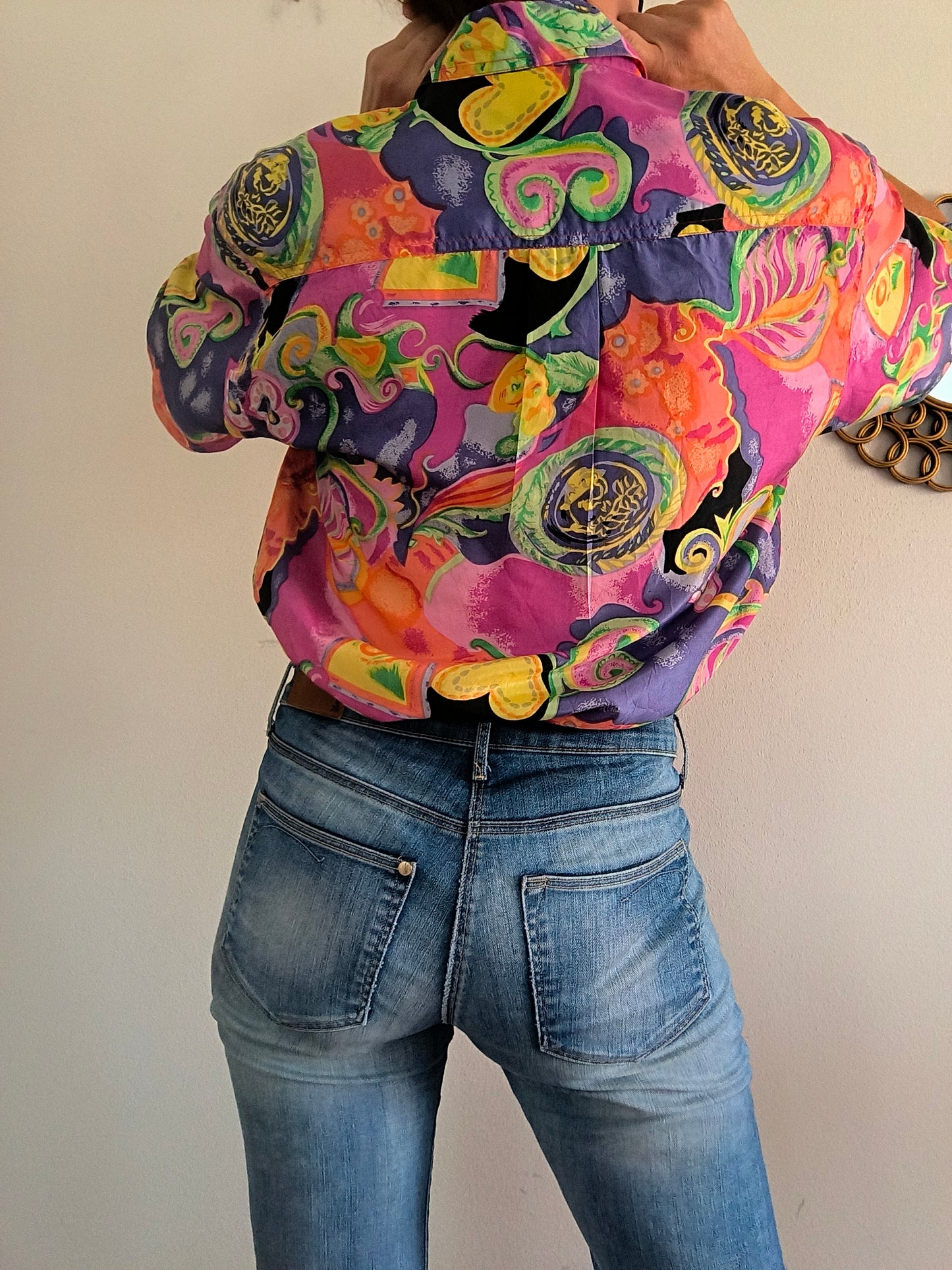 Camicia vintage fantasia pura seta unisex