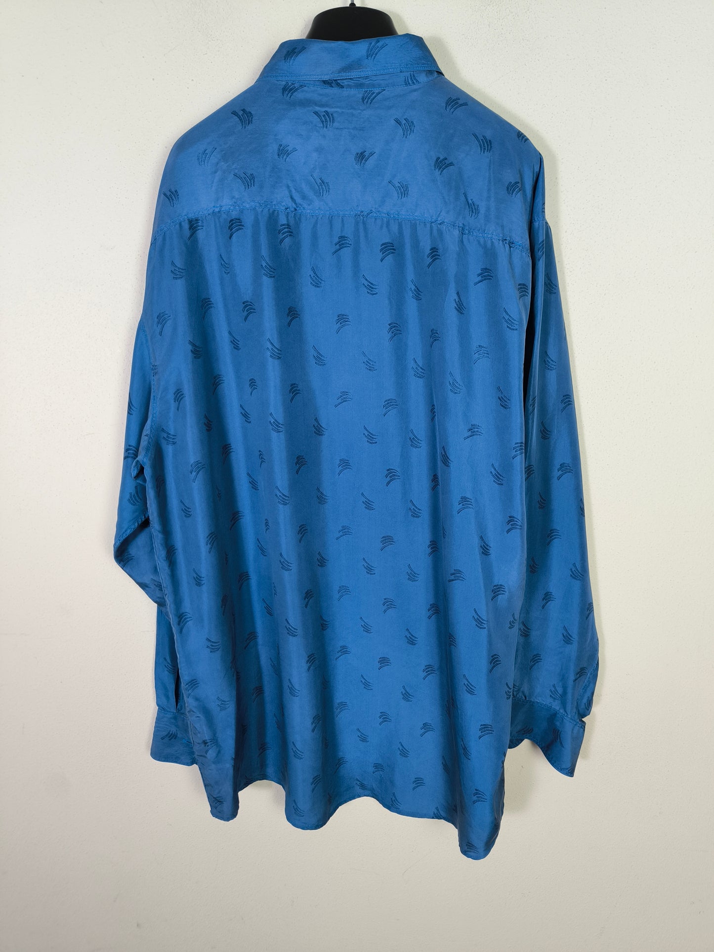 Papillon, camicia pura seta vintage blu