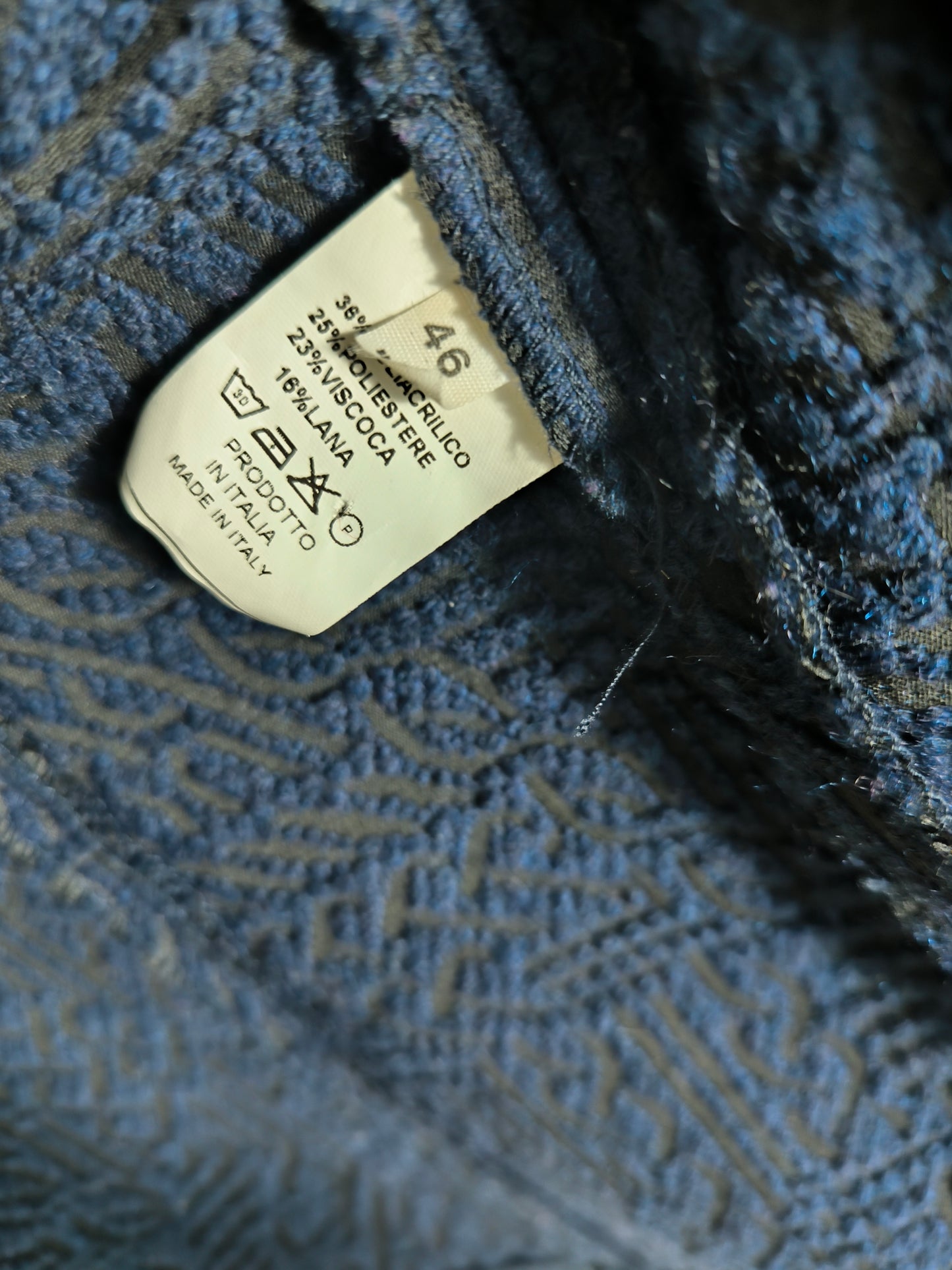 Caban nero damascato in blu tg M/L