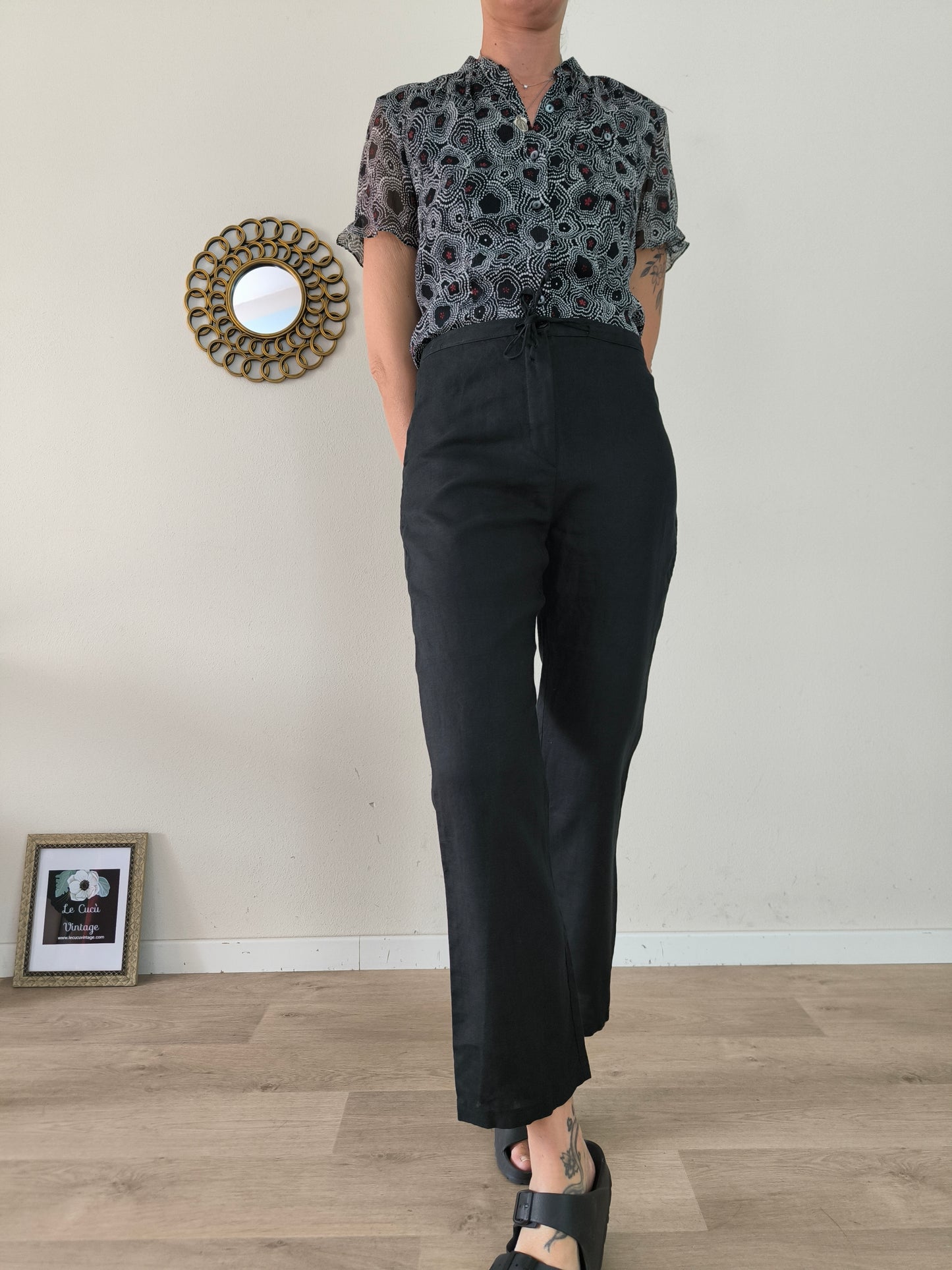 Pantalone in lino nero size S/M