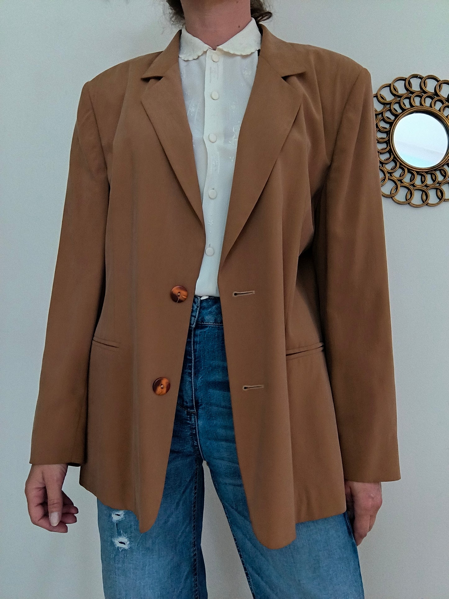 Blazer cammello vintage in viscosa