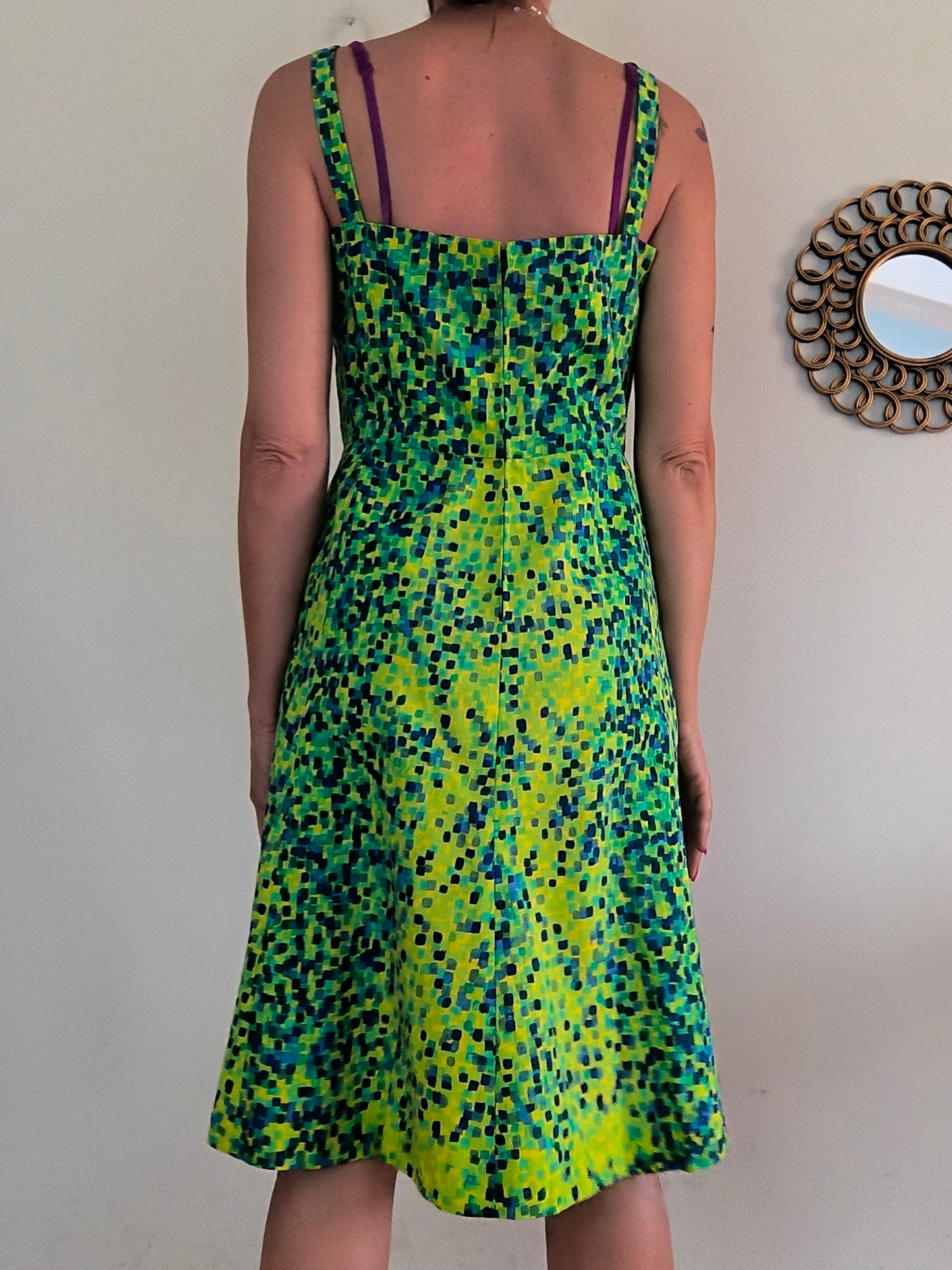 Abito vintage giallo/verde in cotone