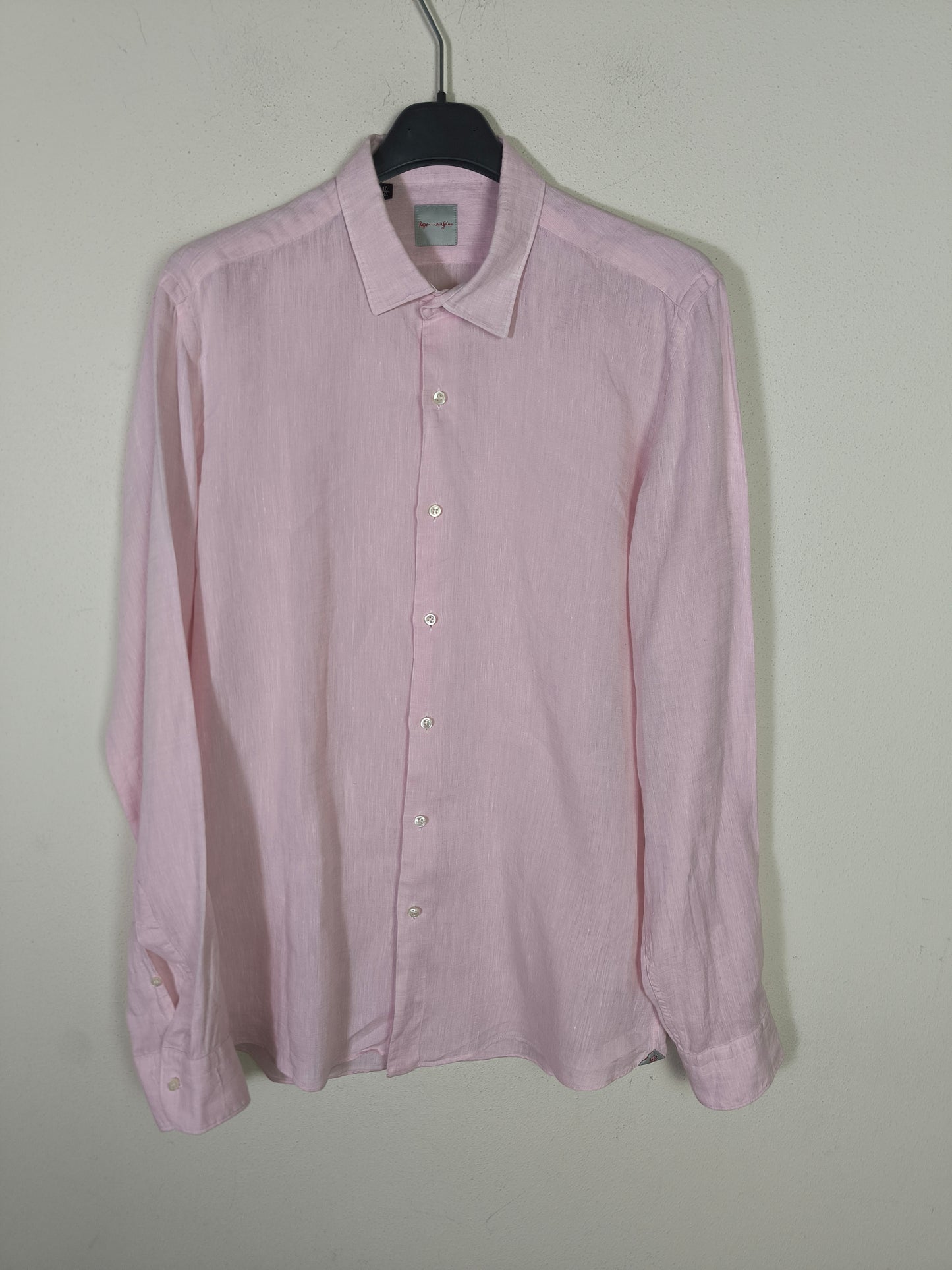 Camicia maschile unisex in lino rosa Rosso Malaspino