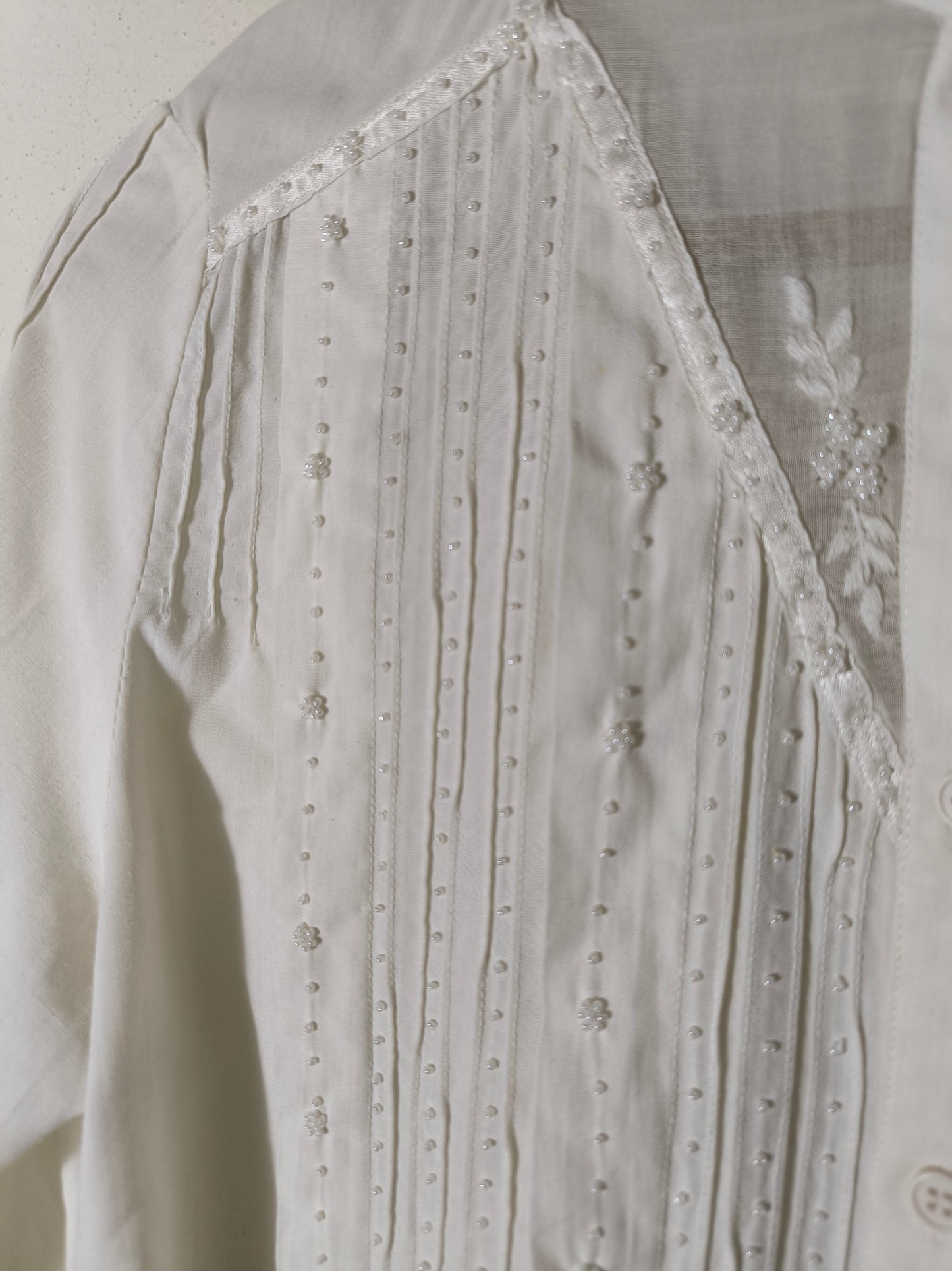 Camicetta vittoriana in cotone e perline tg S/M