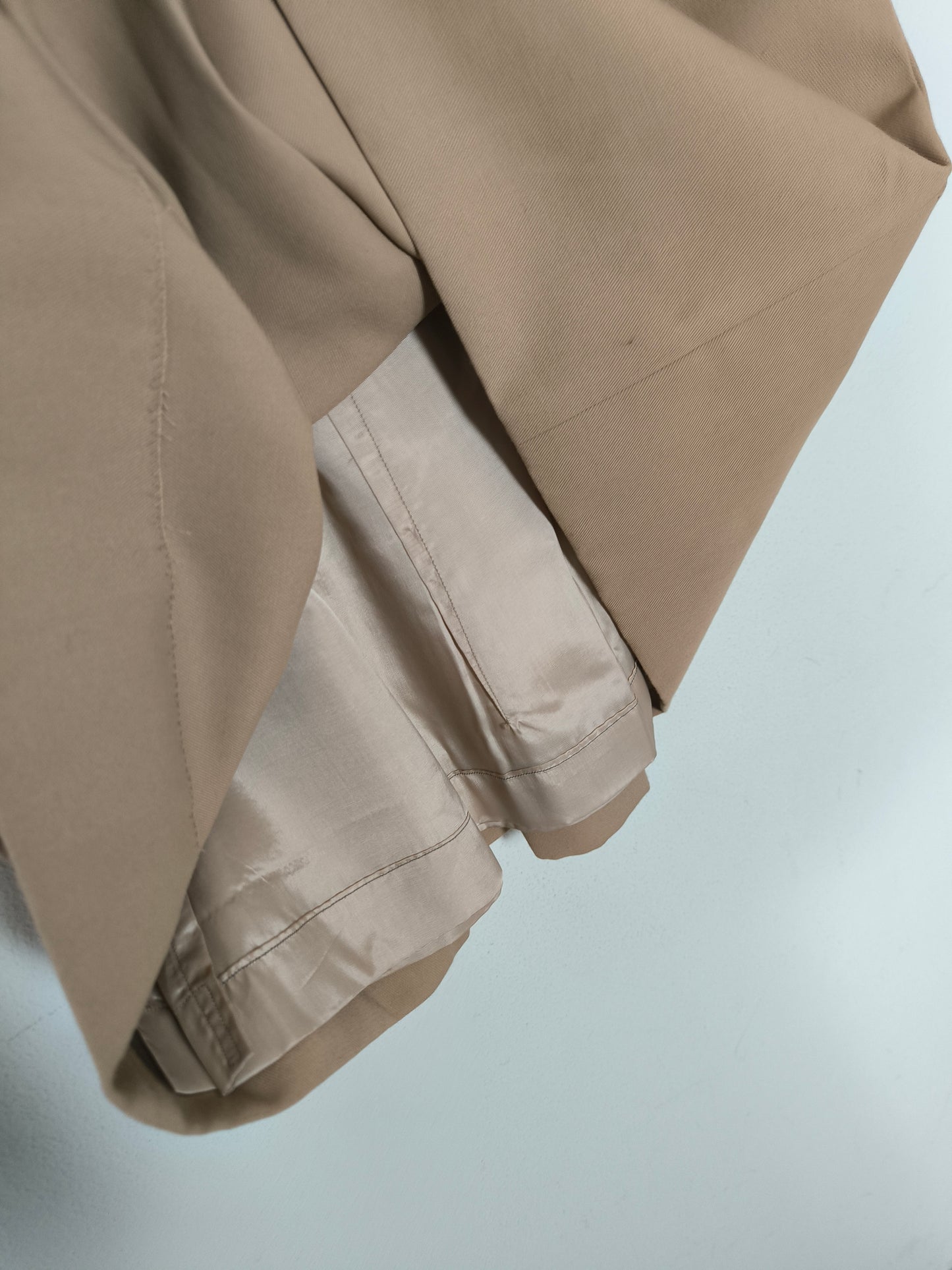 Gonna godet 1960/70s in lana rasata color crema