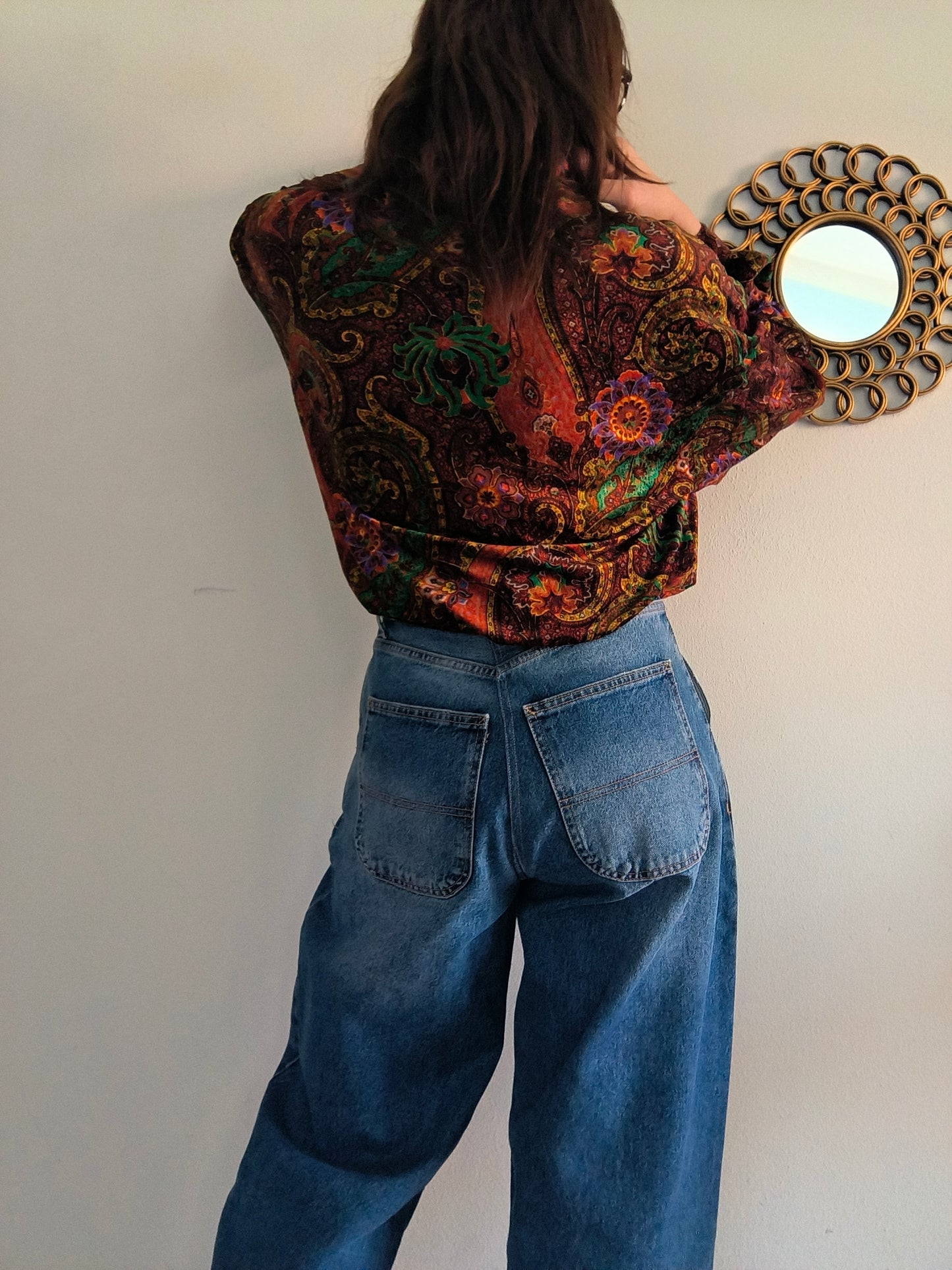 Camicia over sartoriale in velluto fantasia