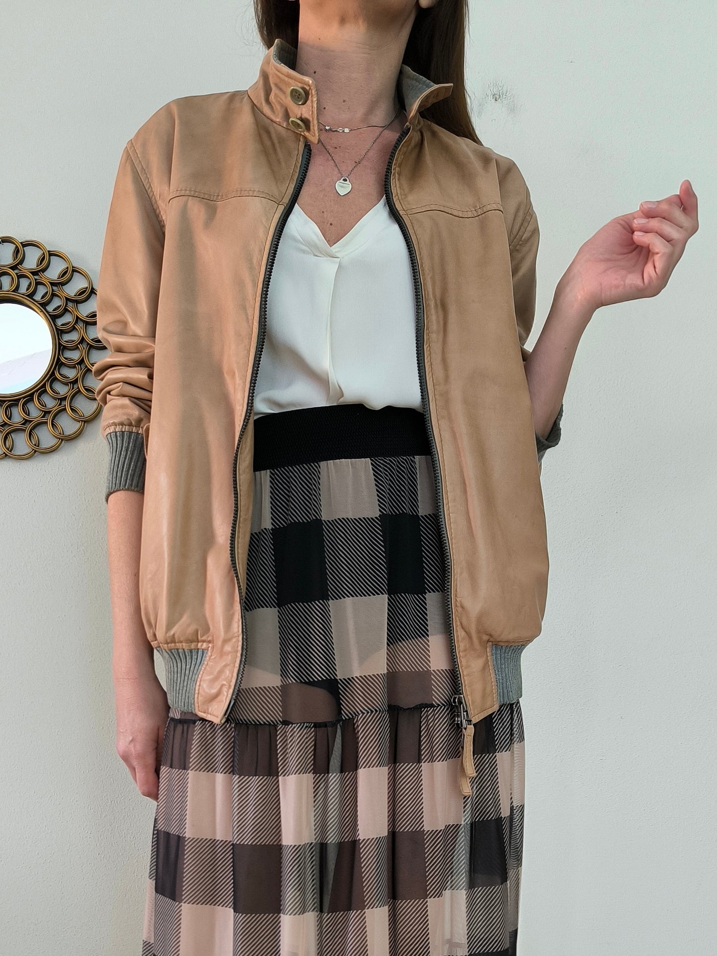 Bomber in Nappa Lucchesi beige
