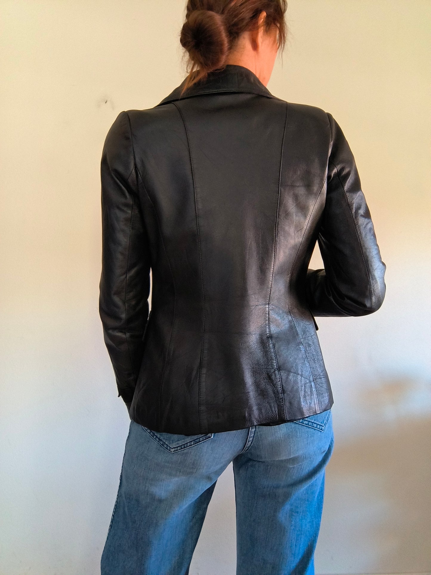 Giacca vintage in pelle Rocco Barocco nero tg S