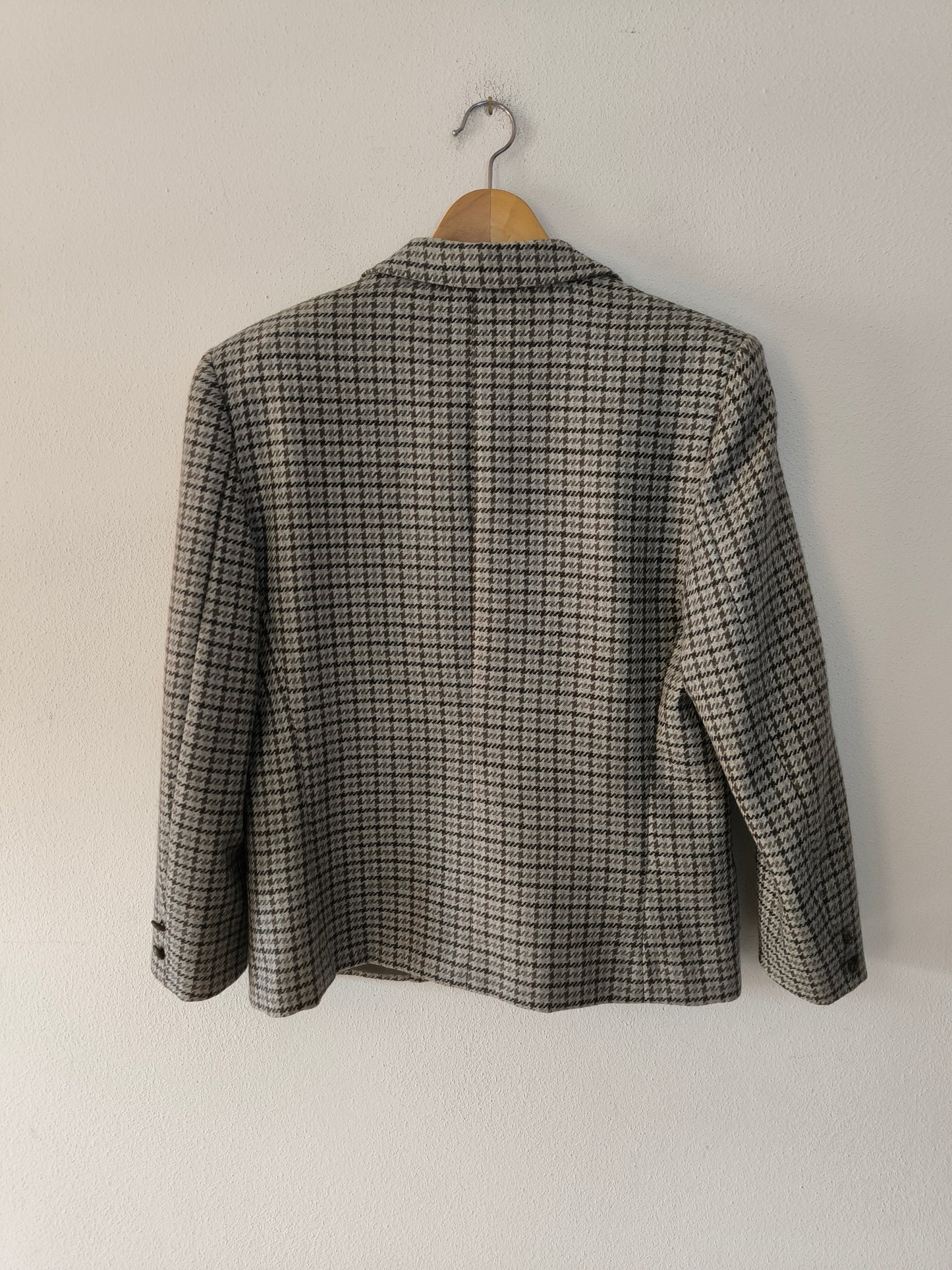 Blazer pura lana vergine piedi poule grigio/marrone tg M