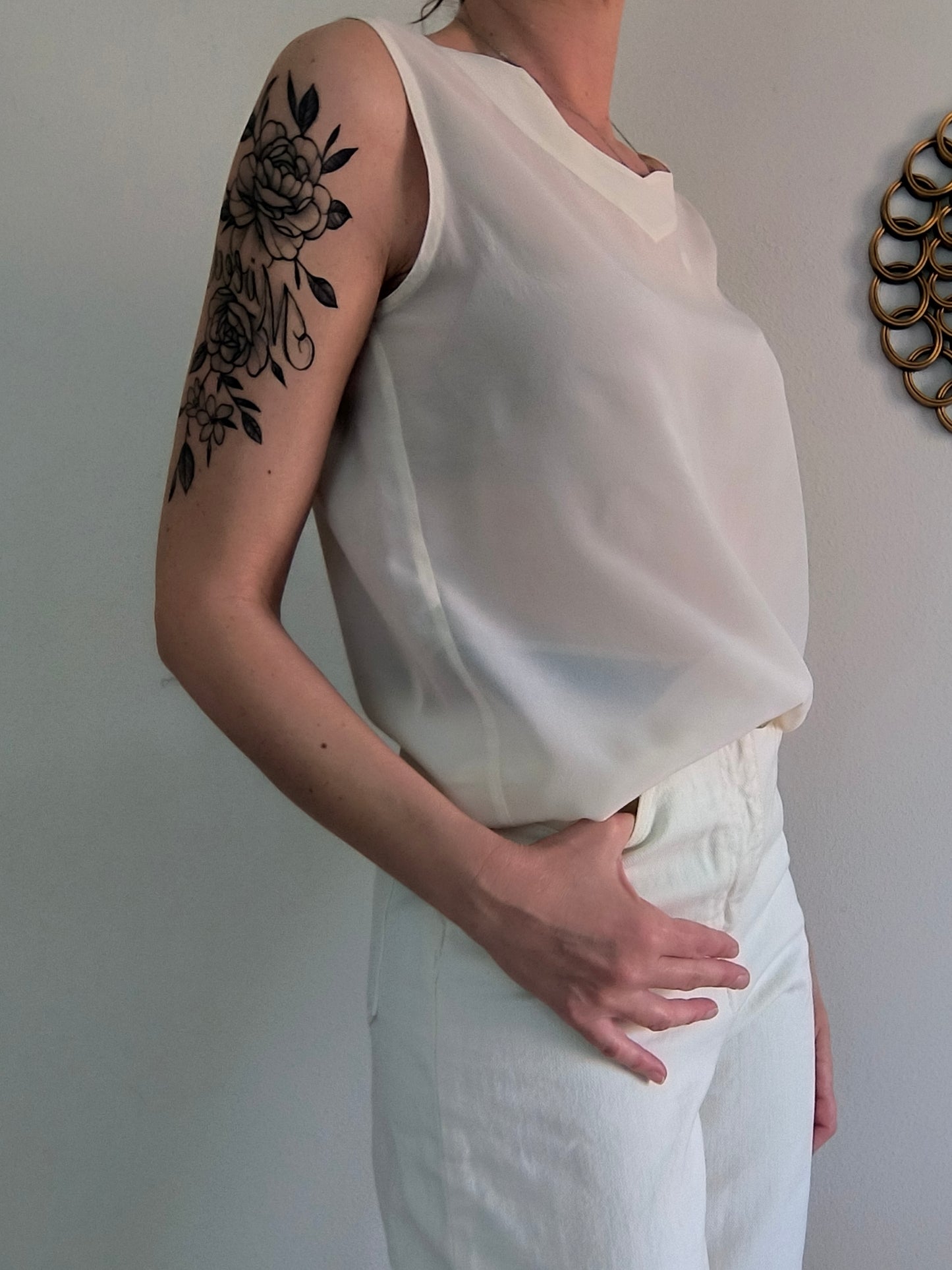 Blusa sartoriale in seta panna tg S/M