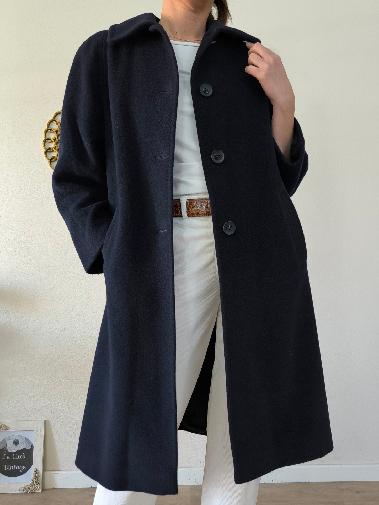 Cappotto lanificio Campore blu notte pura lana vergine
