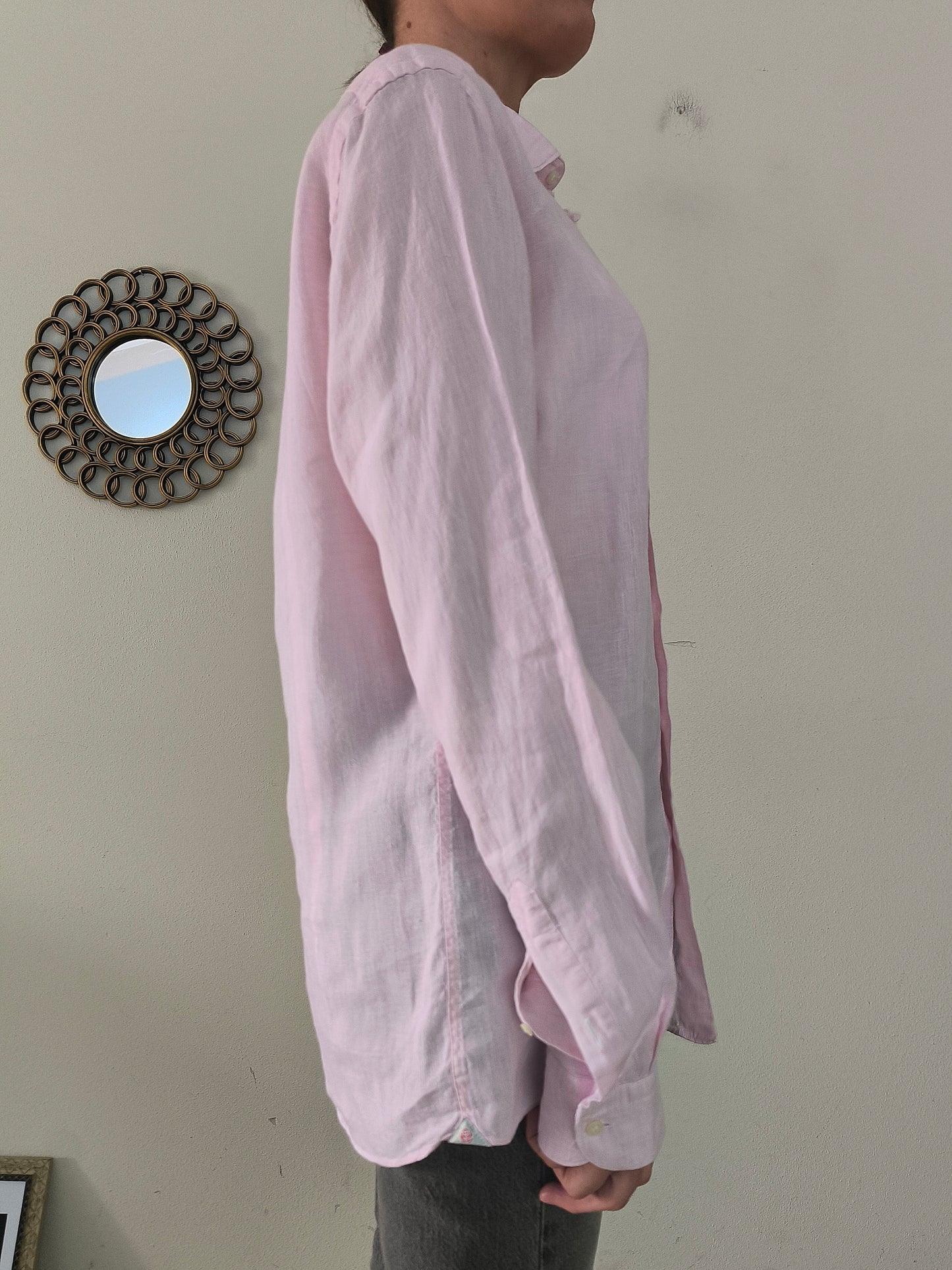 Camicia maschile unisex in lino rosa Rosso Malaspino