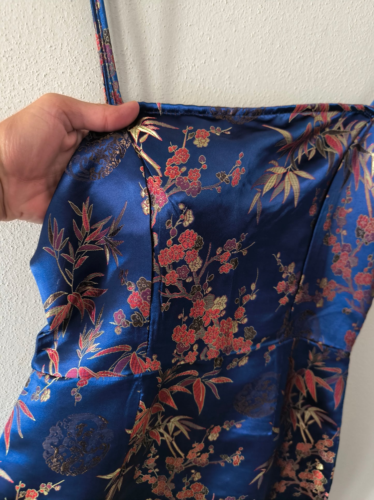 Abito quipao blu elettrico