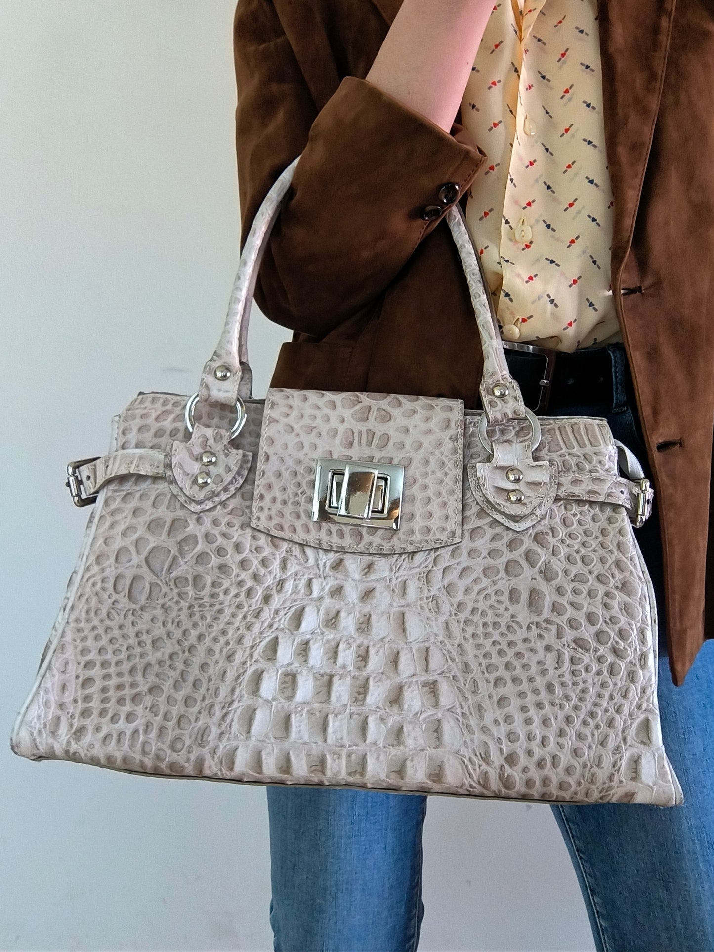 Borsa tote vera pelle ghiaccio