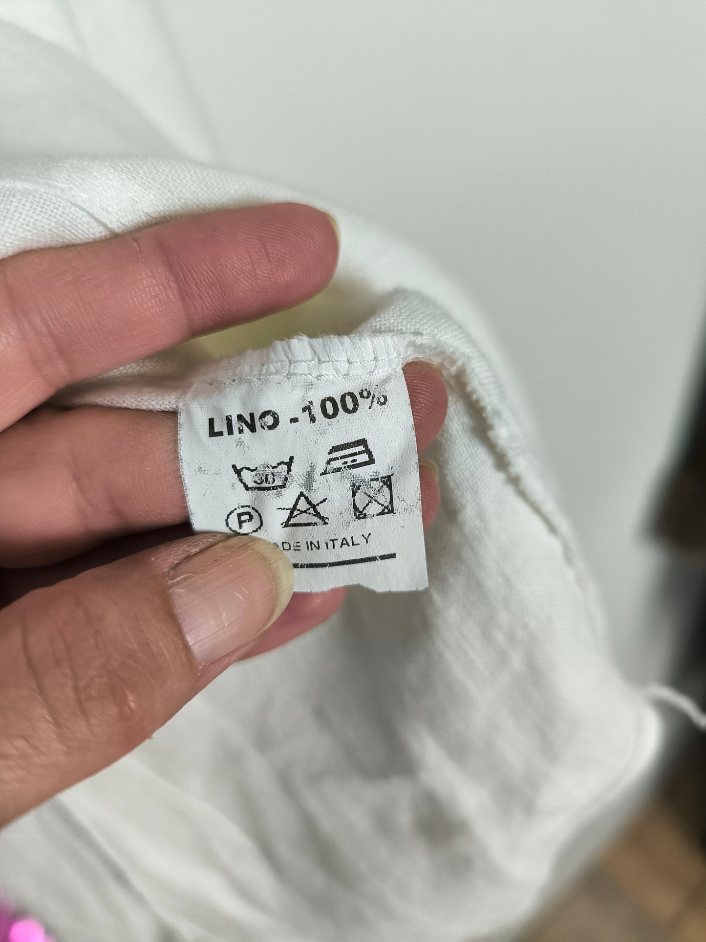 Camicetta vintage in lino bianco tg M